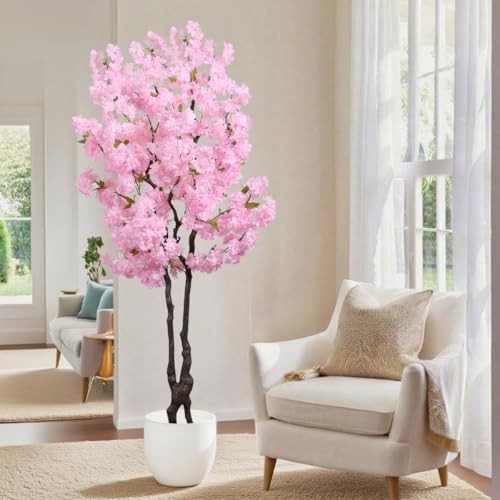 Faux Cherry Blossoms Tree Pink 6FT Artificial Cherry Blossom 5ft 7in Pink-ap26