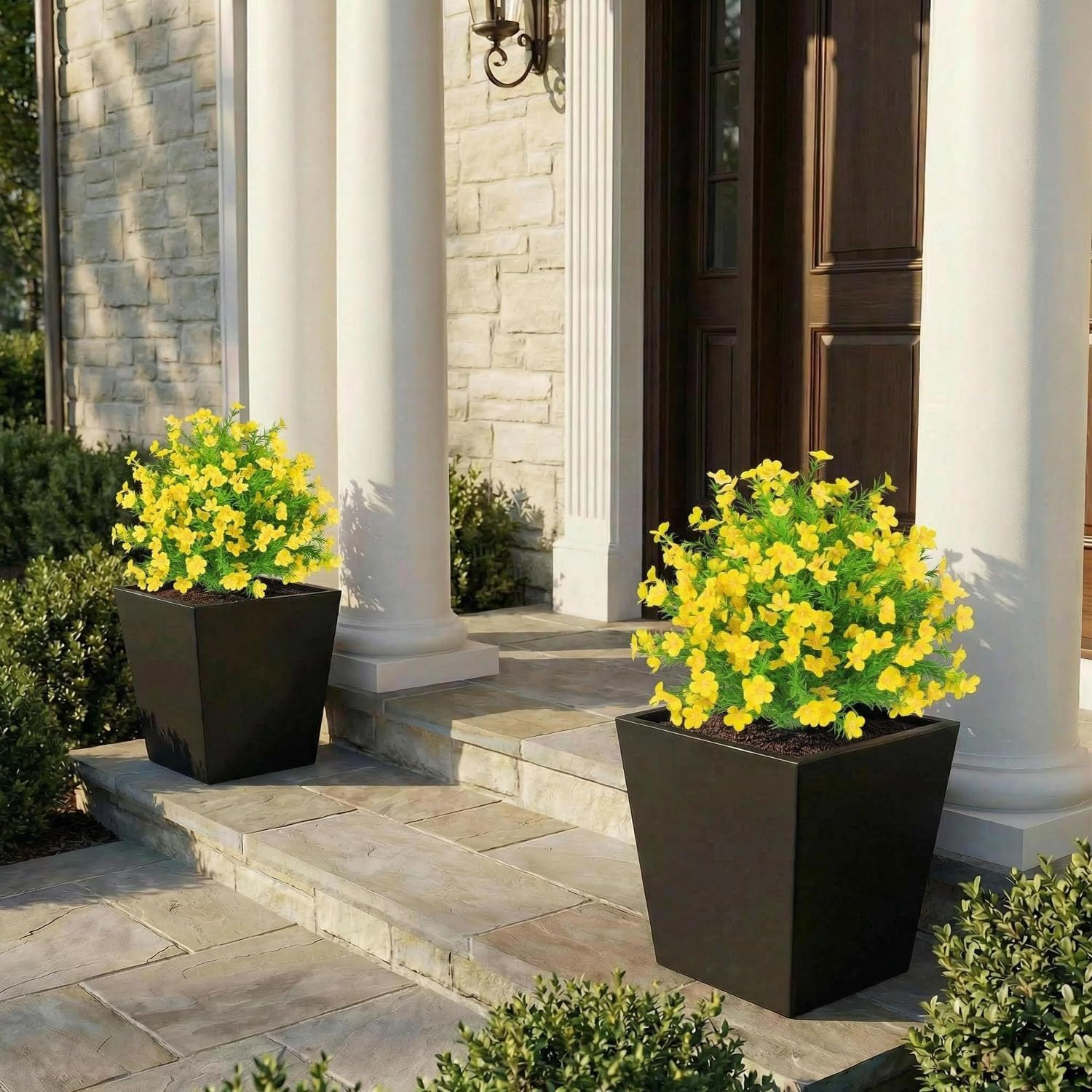 Set of 2 UV Resistant 22.5″ Yellow Boxwood Topiary Ball Trees for Indoor/Outdoor