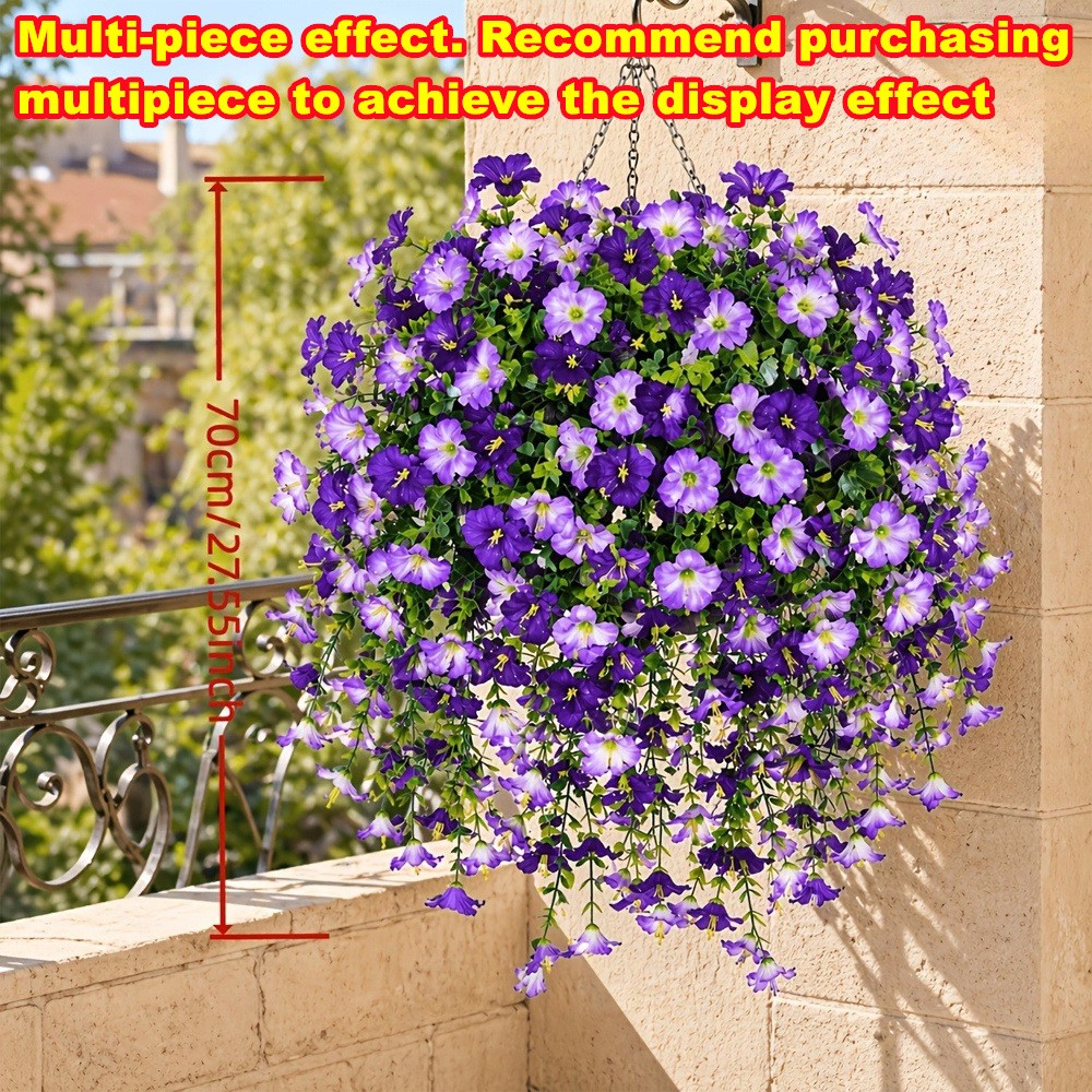 4PCS Artificial Morning Glory Vines UV Resistant Hanging Flowers Outdoor Decor