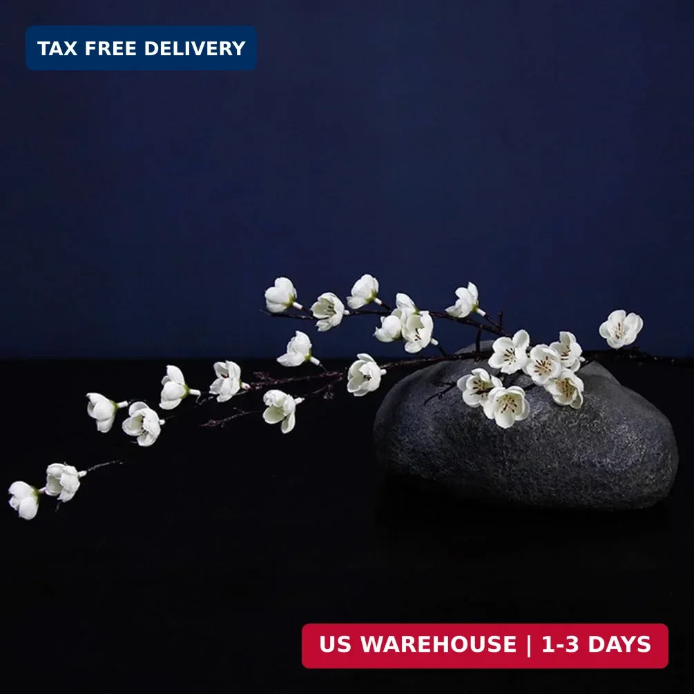 5 Pcs Artificial Plum Blossom Fake Wintersweet Long Stem Plastic Flowers Home Ho