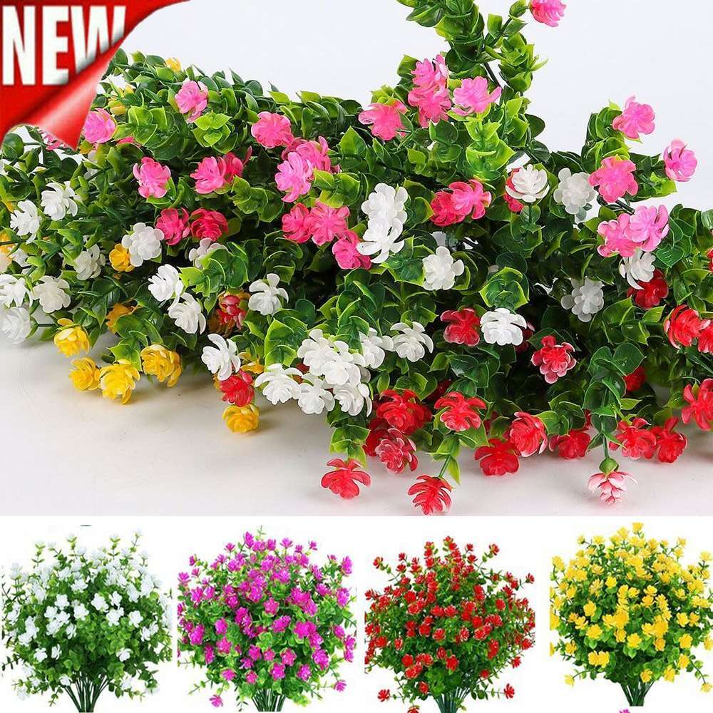 10 Pack Artificial Flowers Outdoor UV Resistant Boxwood Fake Plants Shrubs Decor
