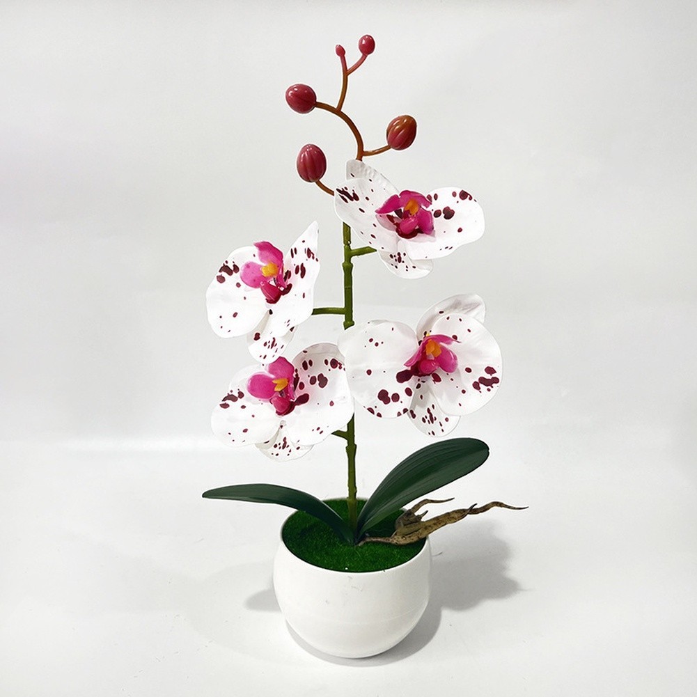 12in Artificial Butterfly Orchid Potted Plant Soft Plastic For Home Decoration