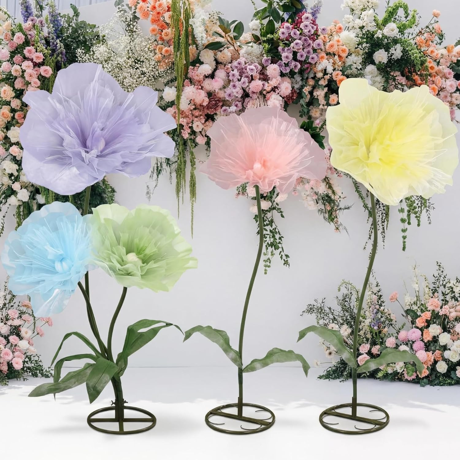 Giant Multicolor Organza Flowers – 5 Pcs 8Ft Decor for Events & Photography