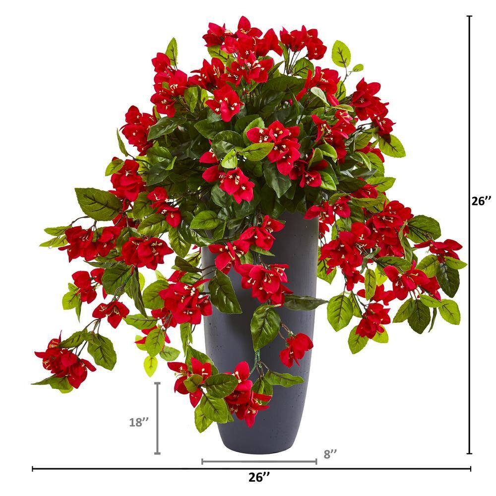 Indoor/Outdoor 26 In. Bougainvillea Artificial Plant in Planter UV Resistant