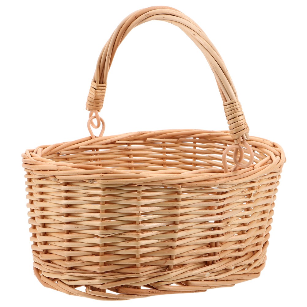 Wicker Flower Girl Basket Baskets for Picnic Party Bridal Shower