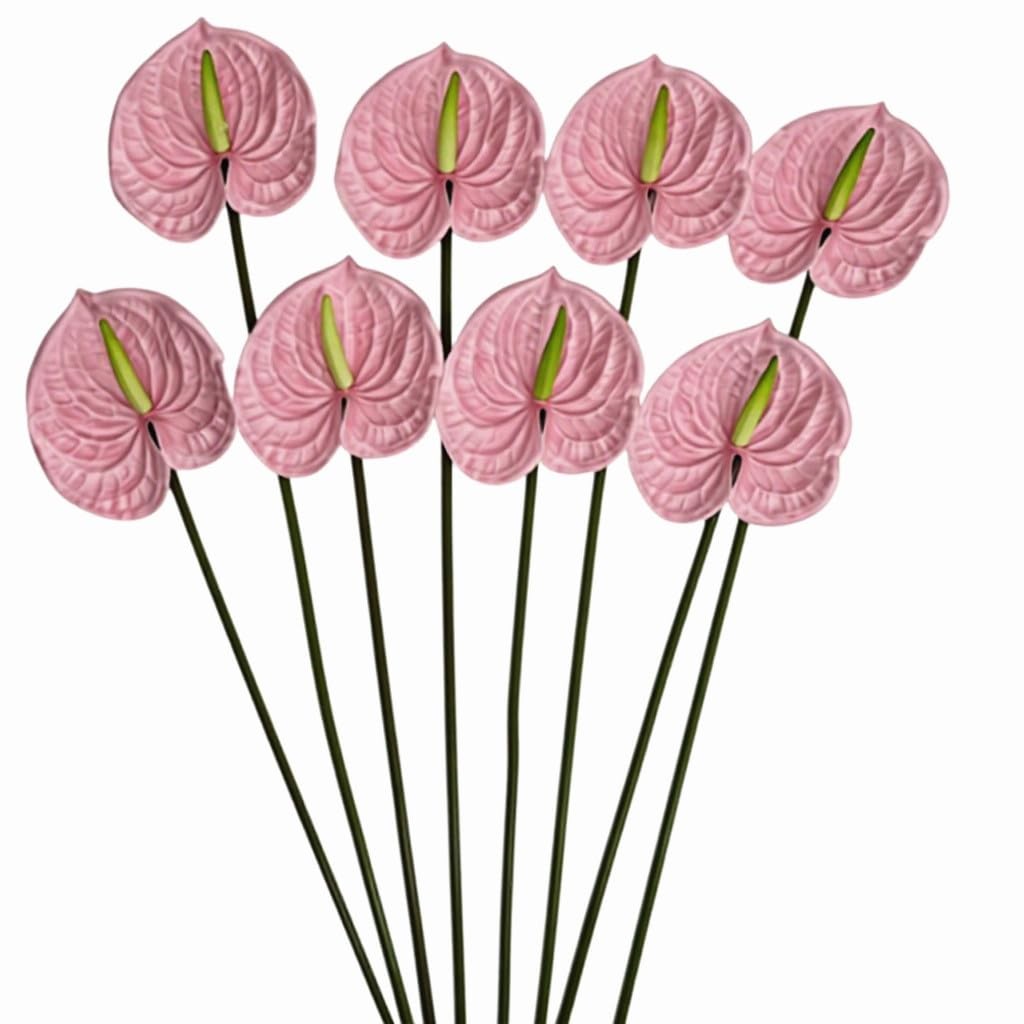 8pcs Pink Anthurium Artificial Flowers Lifelike Flower 5.5″ Head for Table Ce…