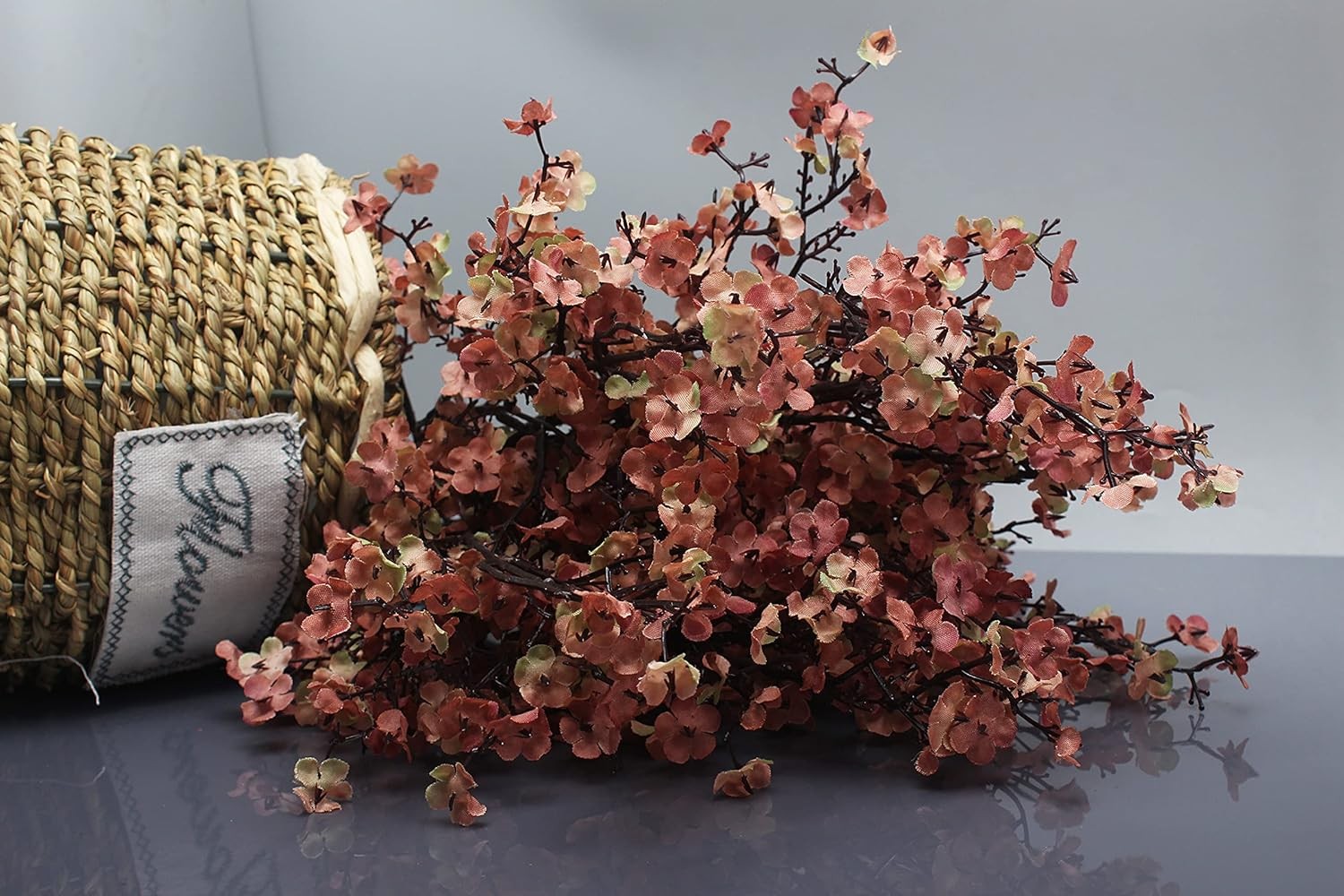 6PCS Beige Brown Babys Breath Artificial Silk Flowers Bouquet for Wedding Home