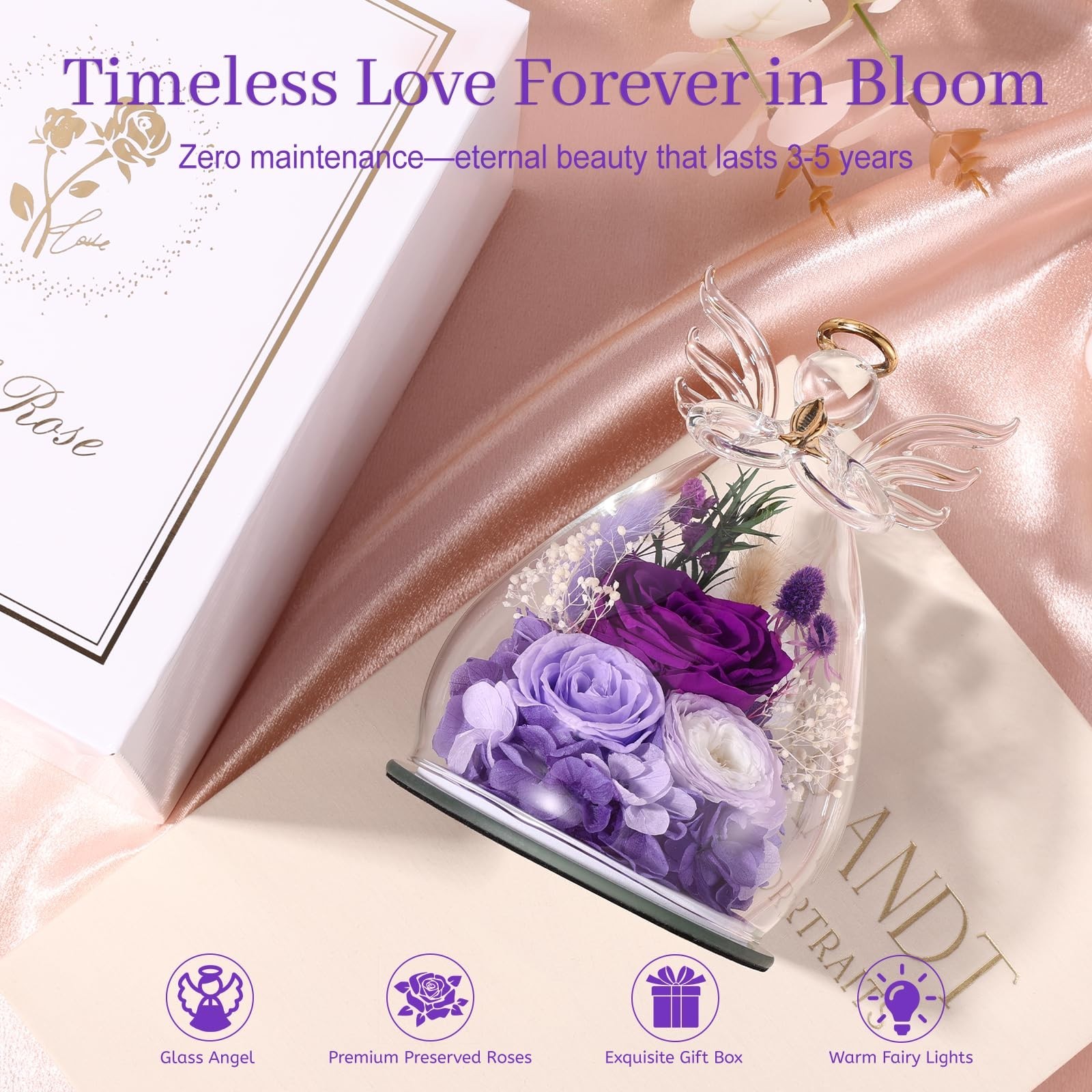 Eternal Preserved Rose in Glass – Fresh Forever Flower Gift for Women, Mom, Gran