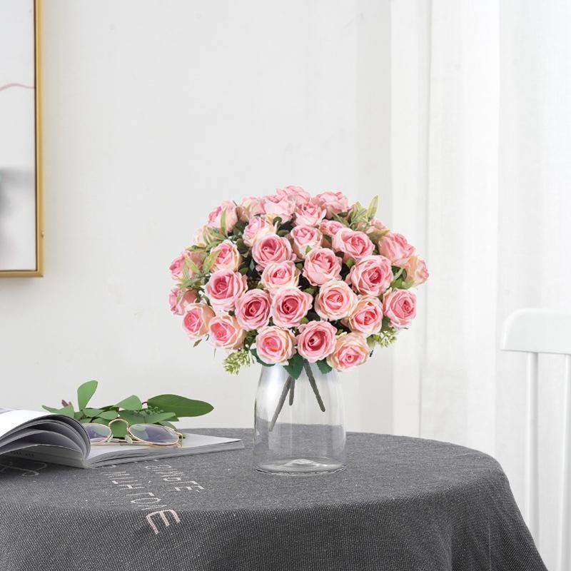 10 Head Silk Rose Artificial Flowers Bouquet Wedding Party Home Vase DIY Decor