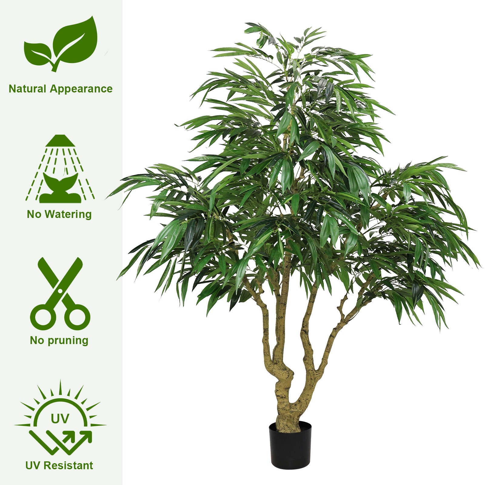 7FT Artificial willow Tree Indoor Faux slik Greenery Plant for Home Office Decor