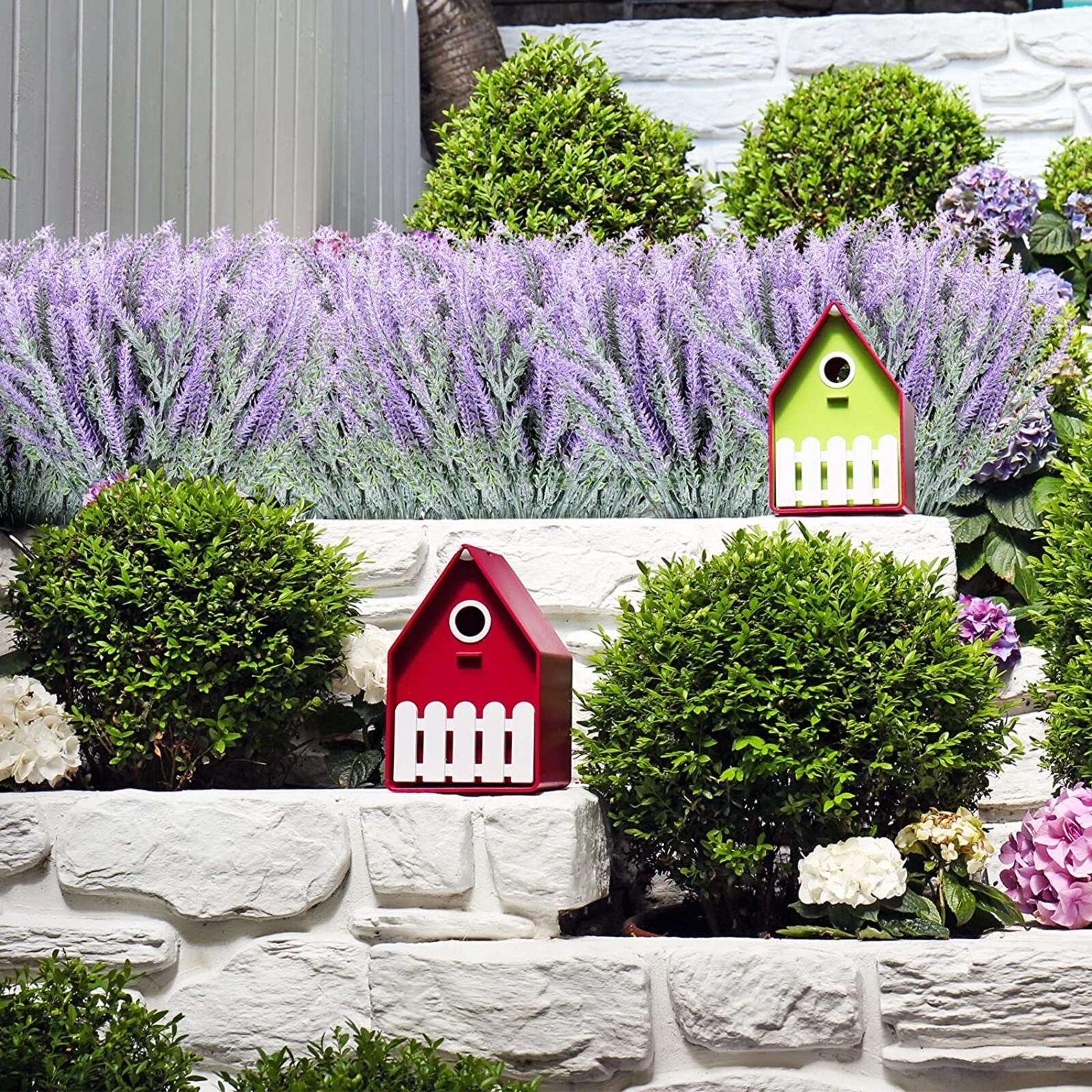 6pcs Artificial Lavender Fake Plants Purple Lavender Outdoor Indoor 14in