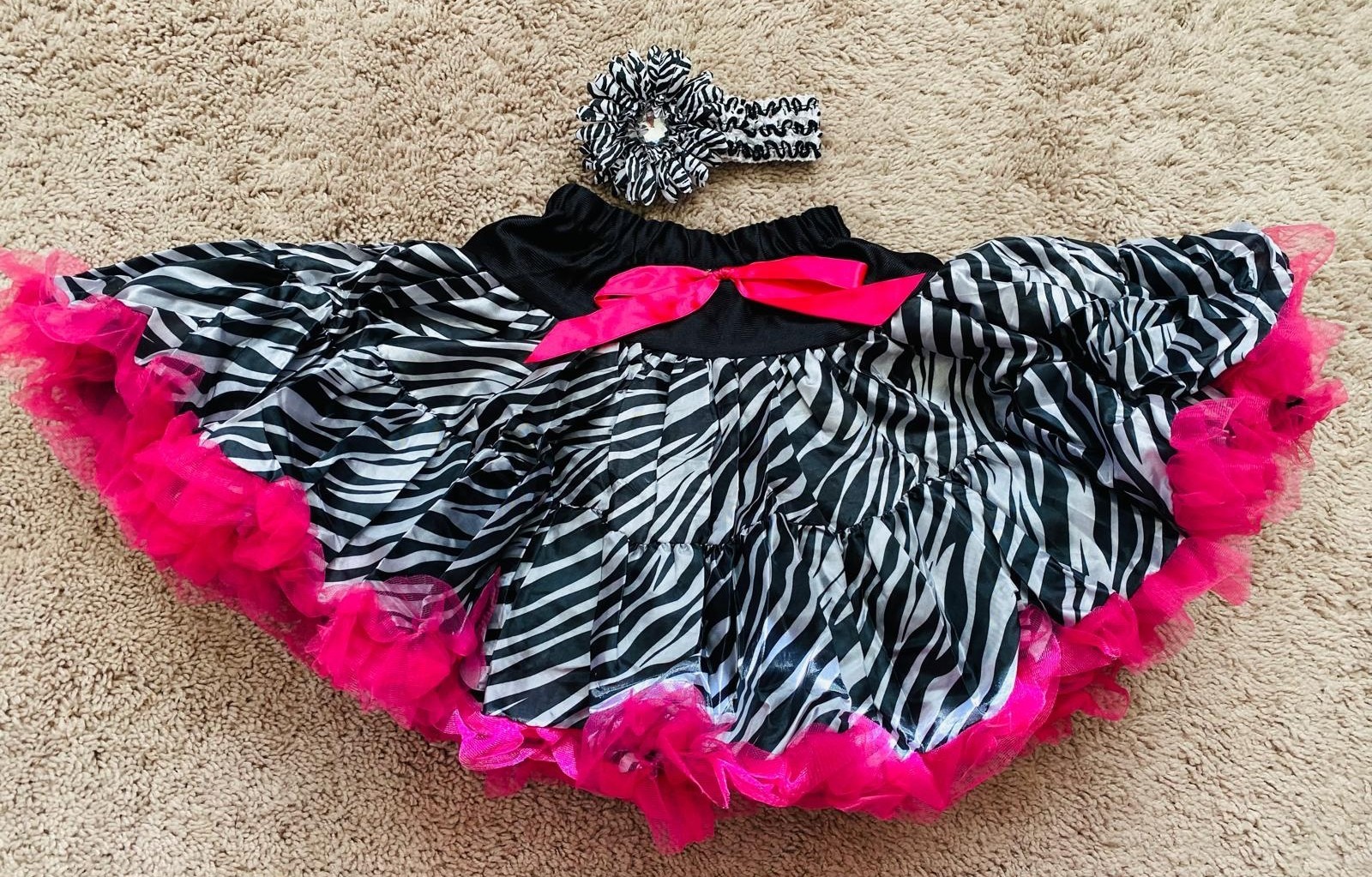 3 Pcs Set Pettiskirt + Clip + Headband Set Ruffled Dance Birthday
