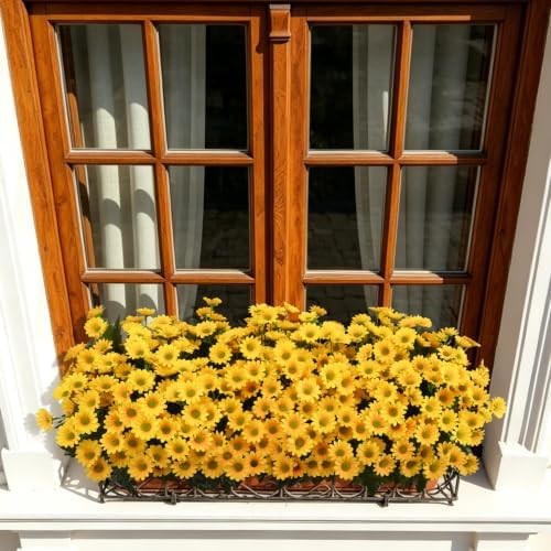 12 Bundles Fake Dasiy Artificial Mums Flowers for Outdoors Decoration | UV Resis