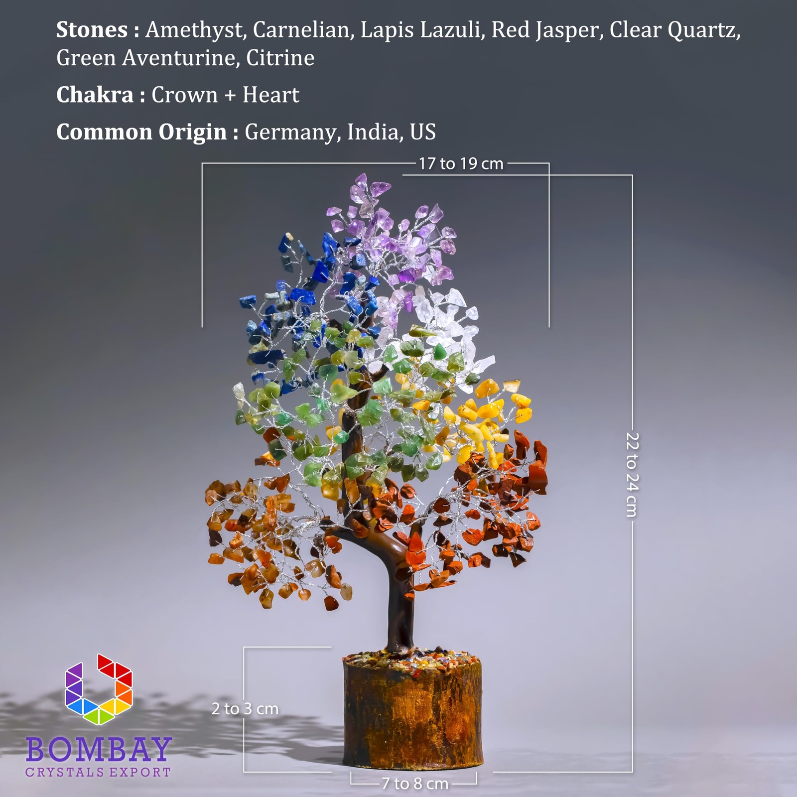 7 Chakra Crystal Tree of Life – Handmade Healing Gemstone Bonsai for Positive…