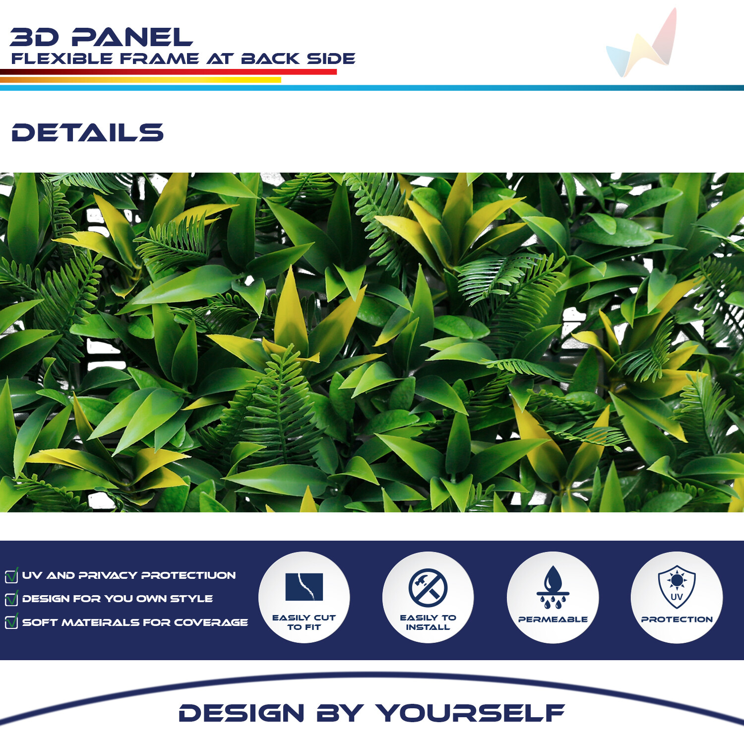 20×20″ Artificial Faux 3D Mix Fern Plants Privacy Fence Decor Mats Hedge #03