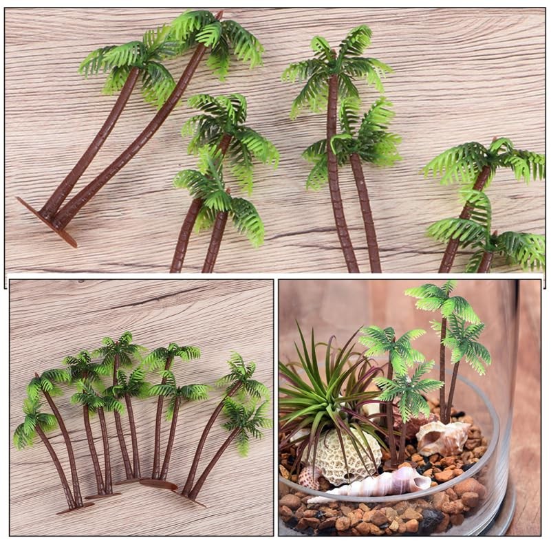 15 PCS 14cm Miniature Plastic Coconut Palm Trees Micro Landscape Cake Topper