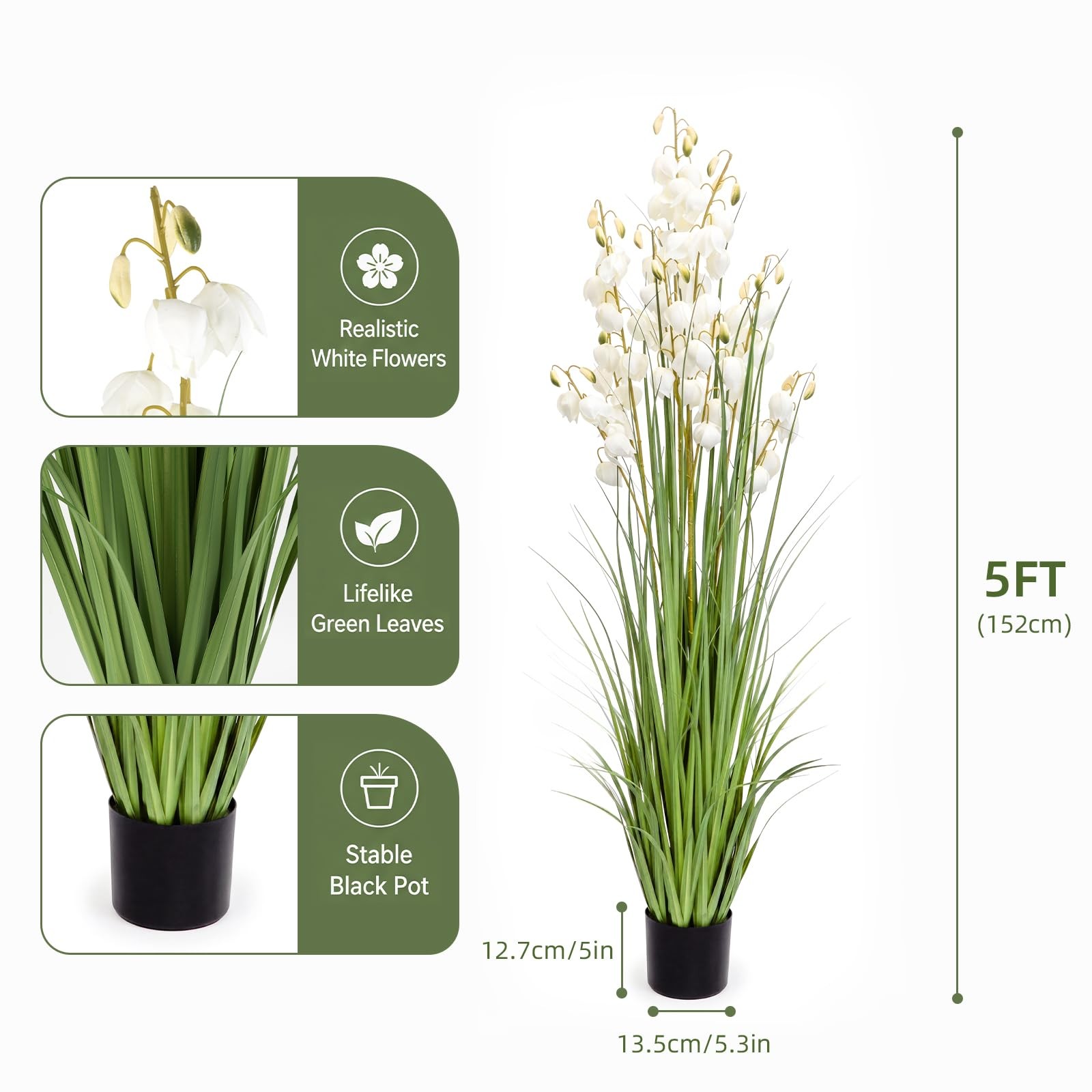 5FT Tall Potted Lily of the Valley Artificial Plant