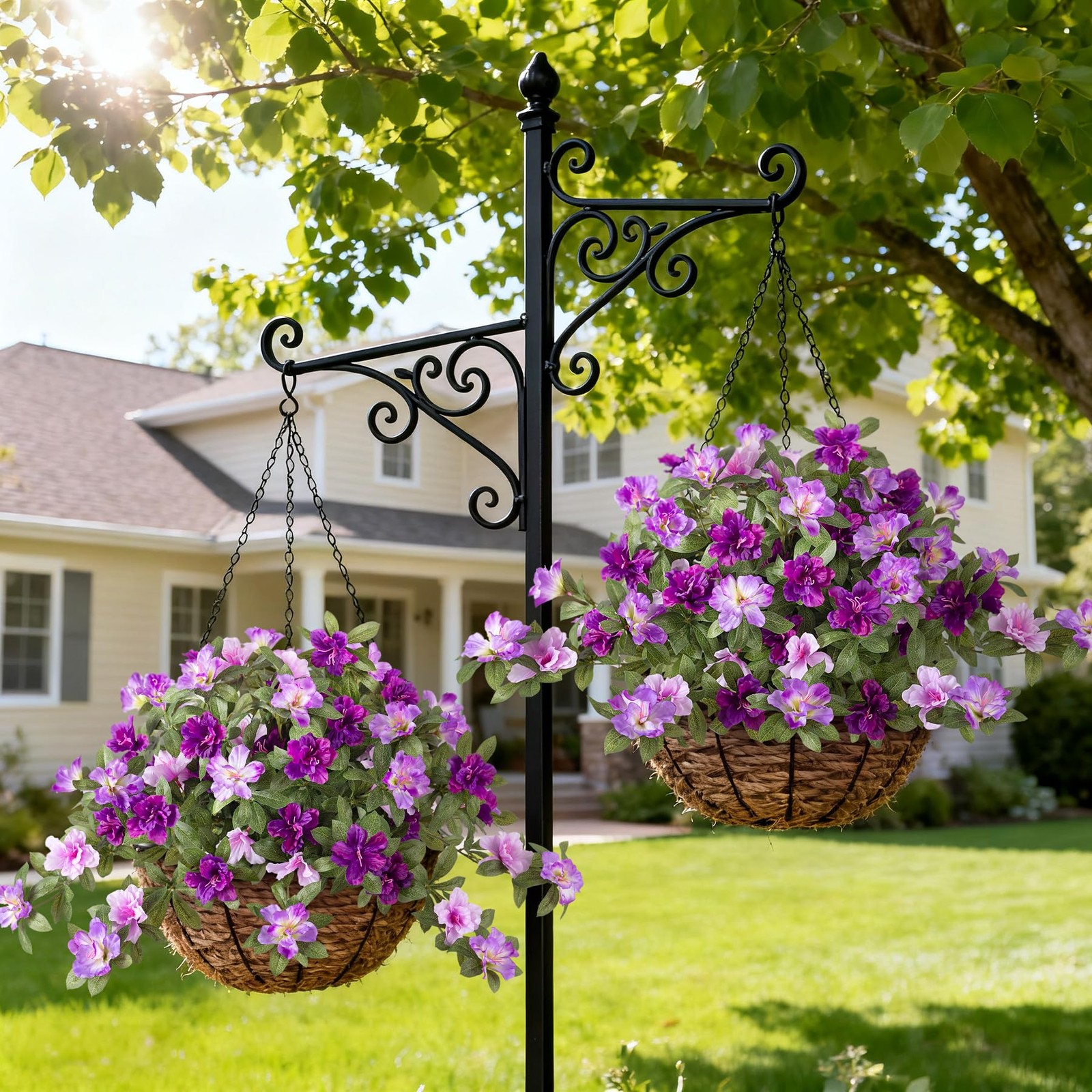 Ammyoo Artificial Fake Azalea Flowers for Outdoor Spring Decoration, Faux Sil…