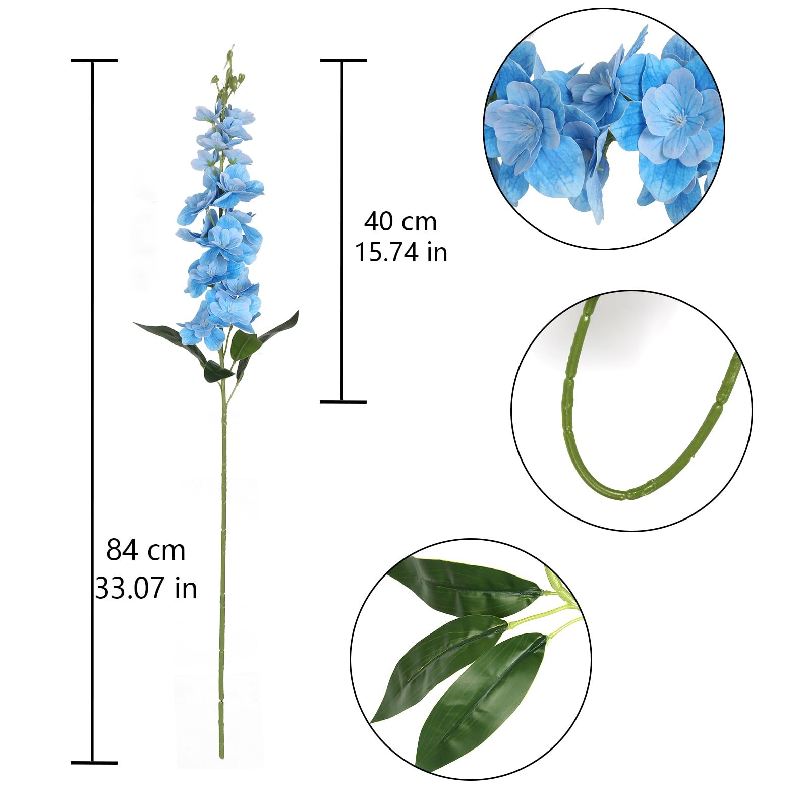 Blue Delphinium Artificial Flowers6PCS Faux Snapdragon Flowers 33″ Silk Larks