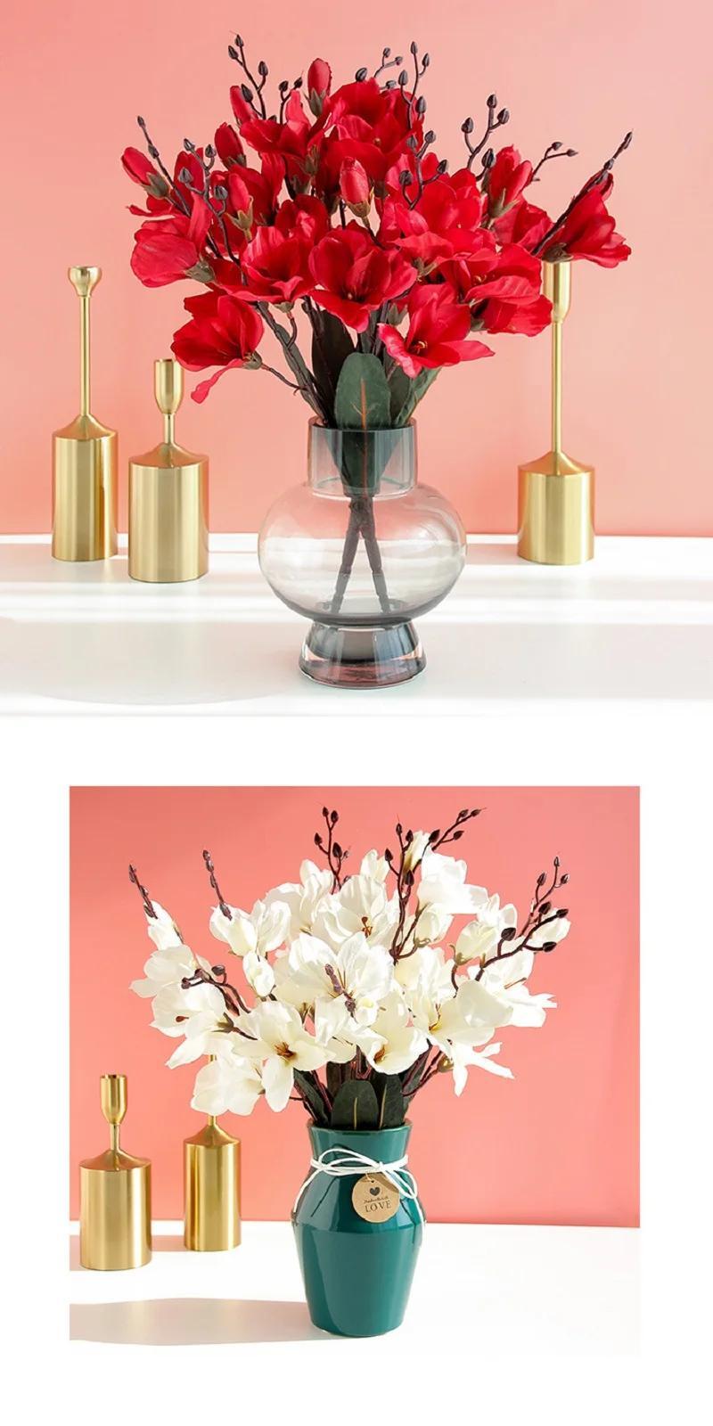 High Quality 5 Forks 20 Head Artificial Magnolia Flower for Home Living Room Tab