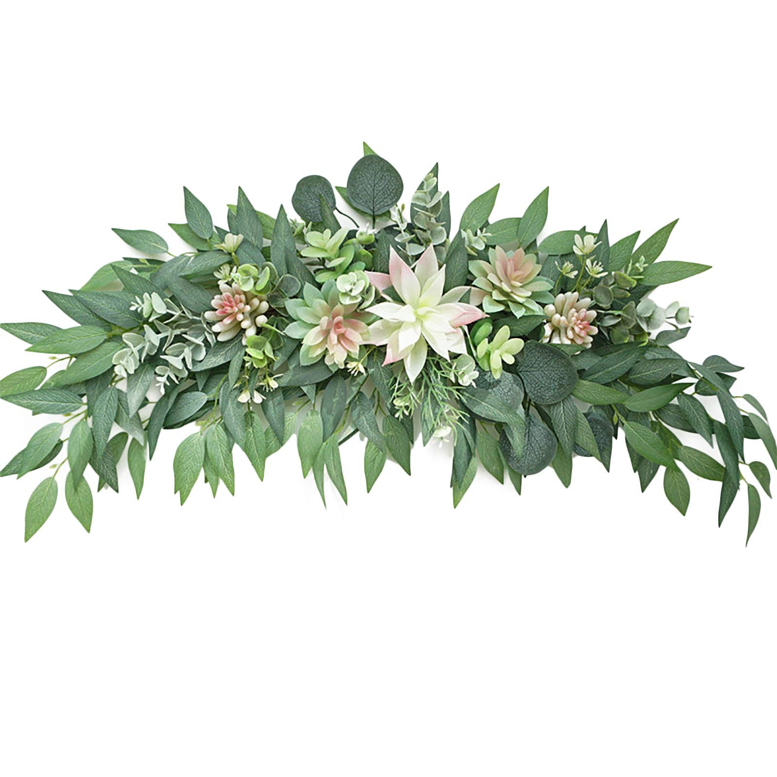 WYSRJ 28inch Artificial Succulents Swag Decorative Swag with Eucalyptus Leaves a