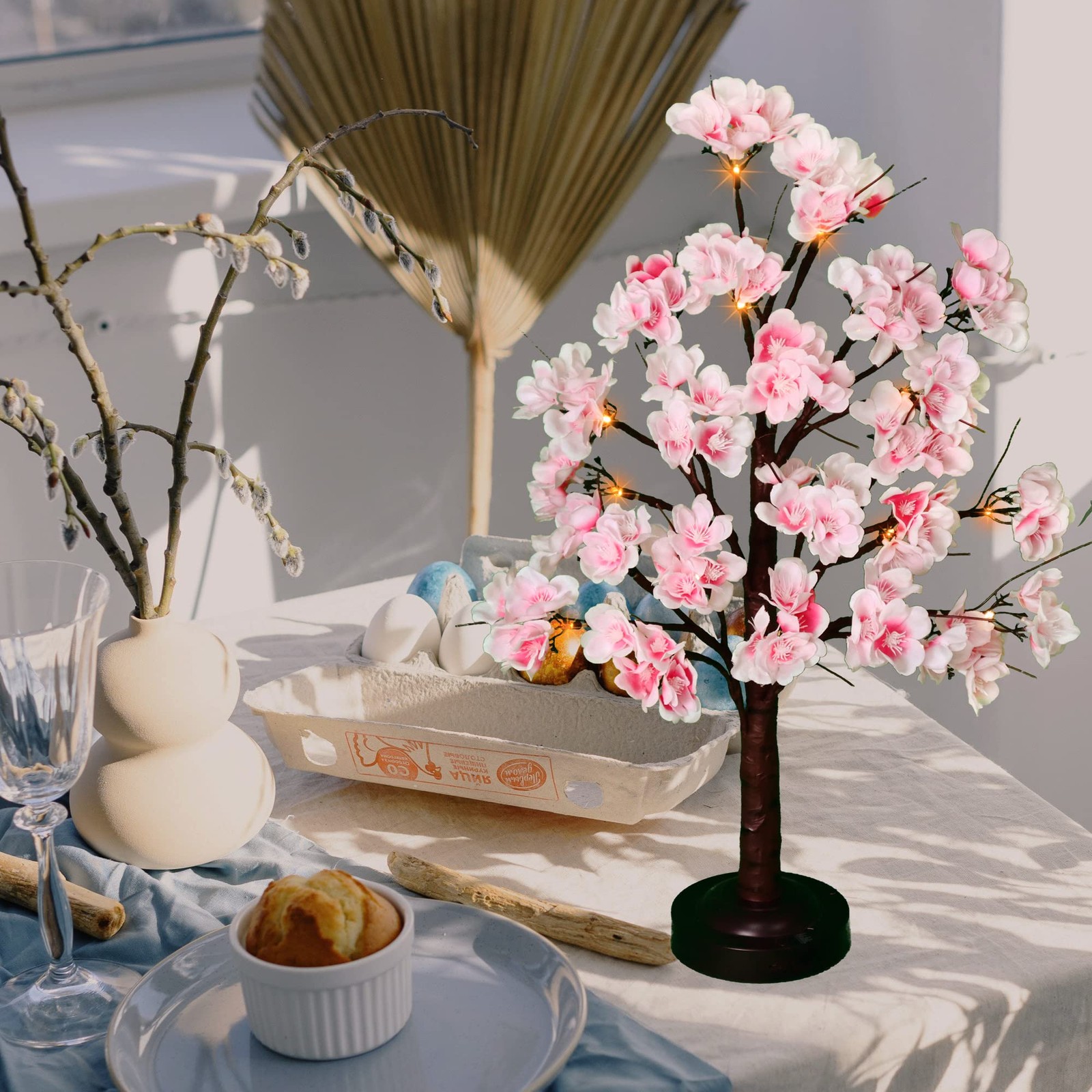 18 Inch Cherry Blossom Tree Lamp with LED Light Spring Decoration