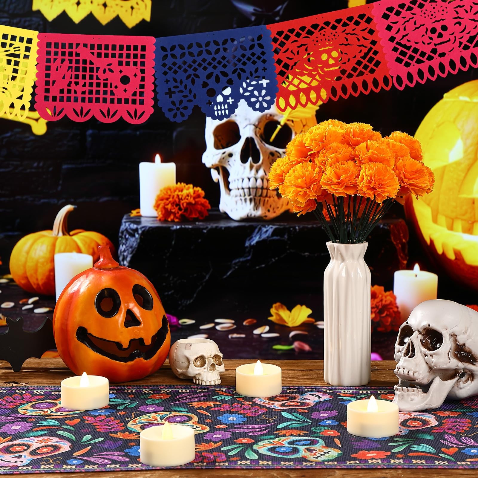 38 Pcs Day of The Dead Dia De Los Muertos Decorations Set Include 30 Artifici…