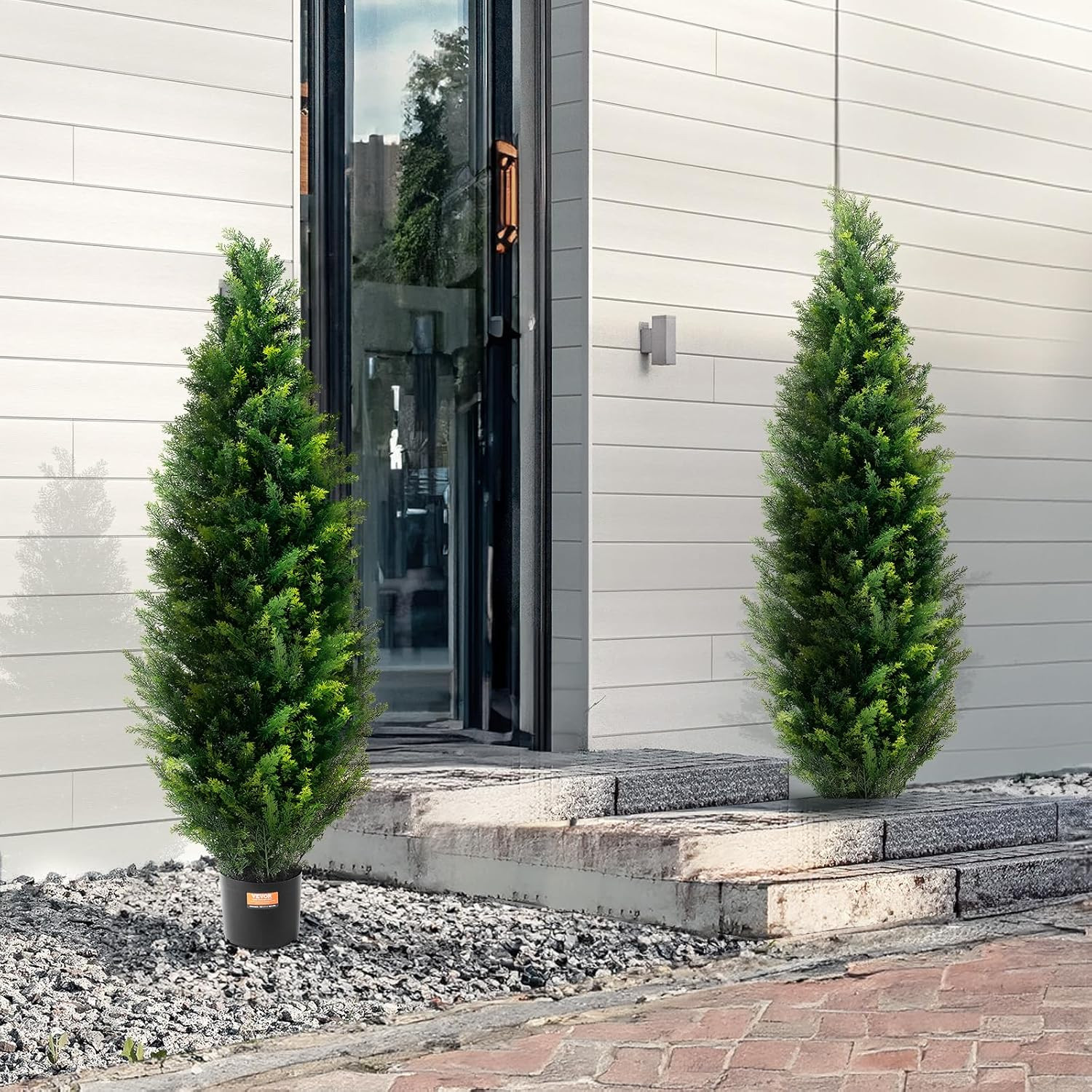 Artificial Topiary Cedar Tree, 48 Inch Tall (2 Pieces), with Extra Leaves & Pot