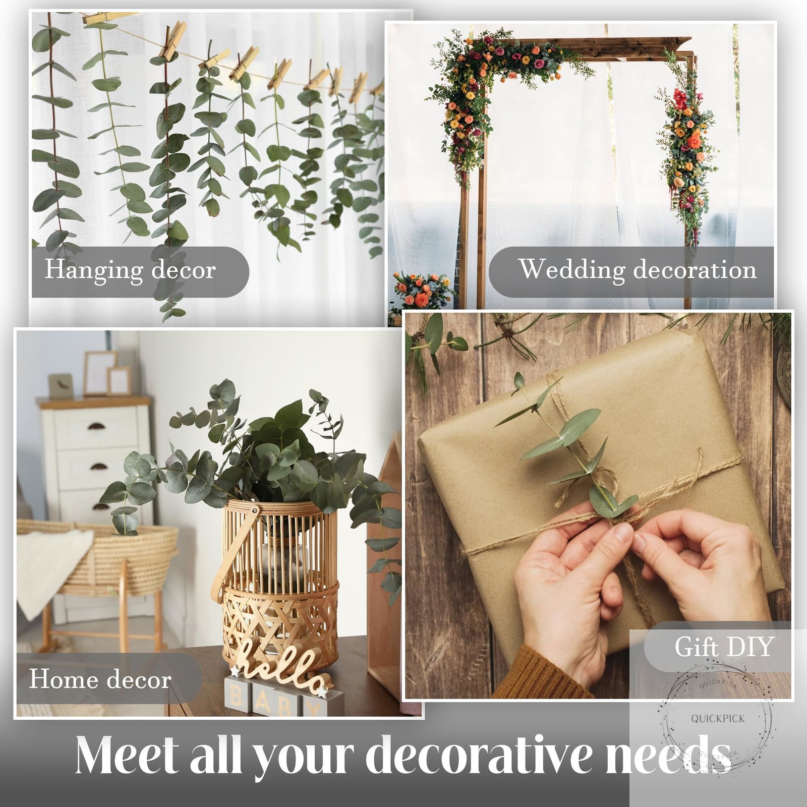 30Pcs Dried Eucalyptus Stems, 17″ Real Preserved Eucalyptus Plant for Shower, Fr