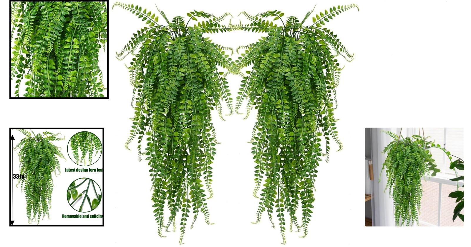 Chic 33-Inch Artificial Ferns – 2-Piece Set for Indoor and Outdoor Elegance