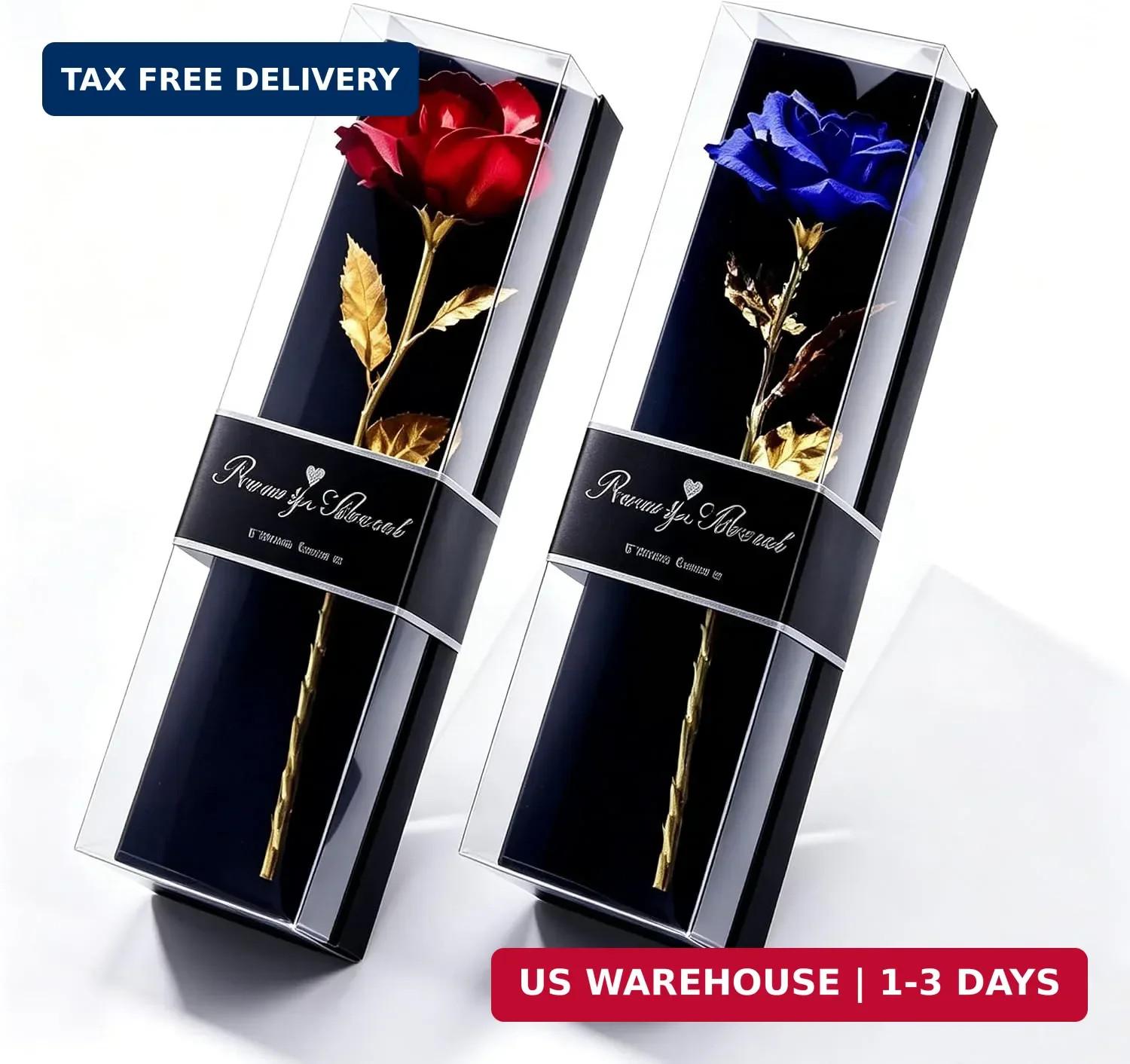 2PCS Single Rose, Roses in a Box, Forever Roses in a Box, Immortal Rose, Eternal