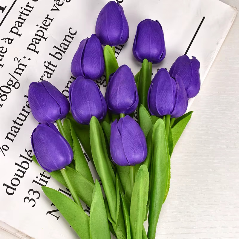 10PCS Tulip Artificial Flower Real Touch Artificial Bouquet PE Fake Flower for W