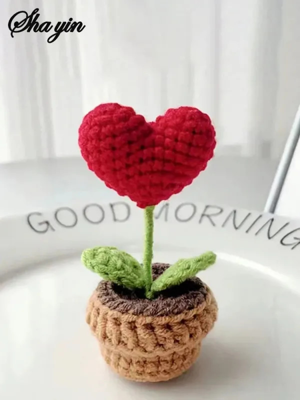 Hook Woven Finished Small Potted Plant Simulation Flower Potted Plant Flower