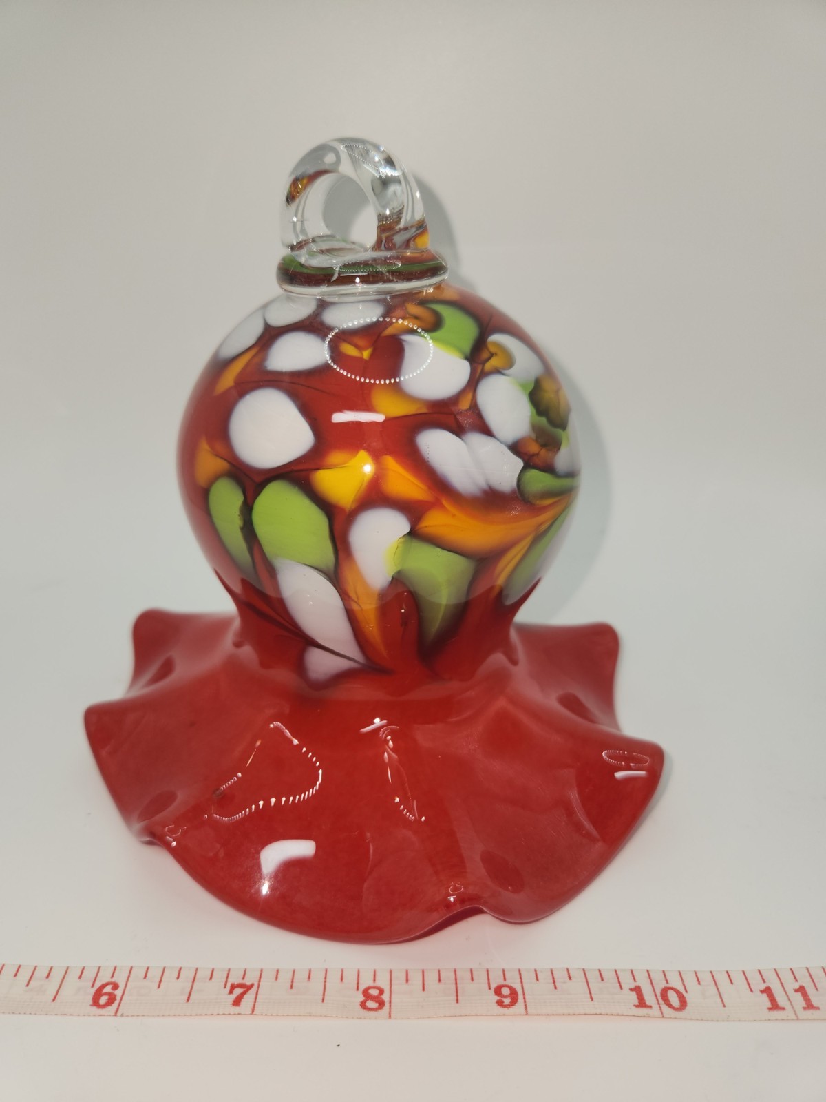 Garden Flower Trumpet Flower Hanging Garden Glass Hand Blown Colorful 7 inches