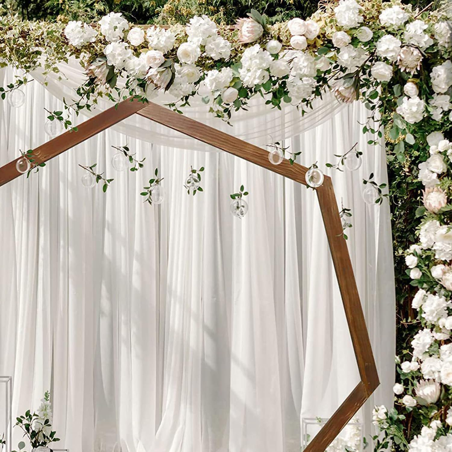 100PCS Ivory Silk Hydrangea Flowers with Stems for Wedding & Party Decor