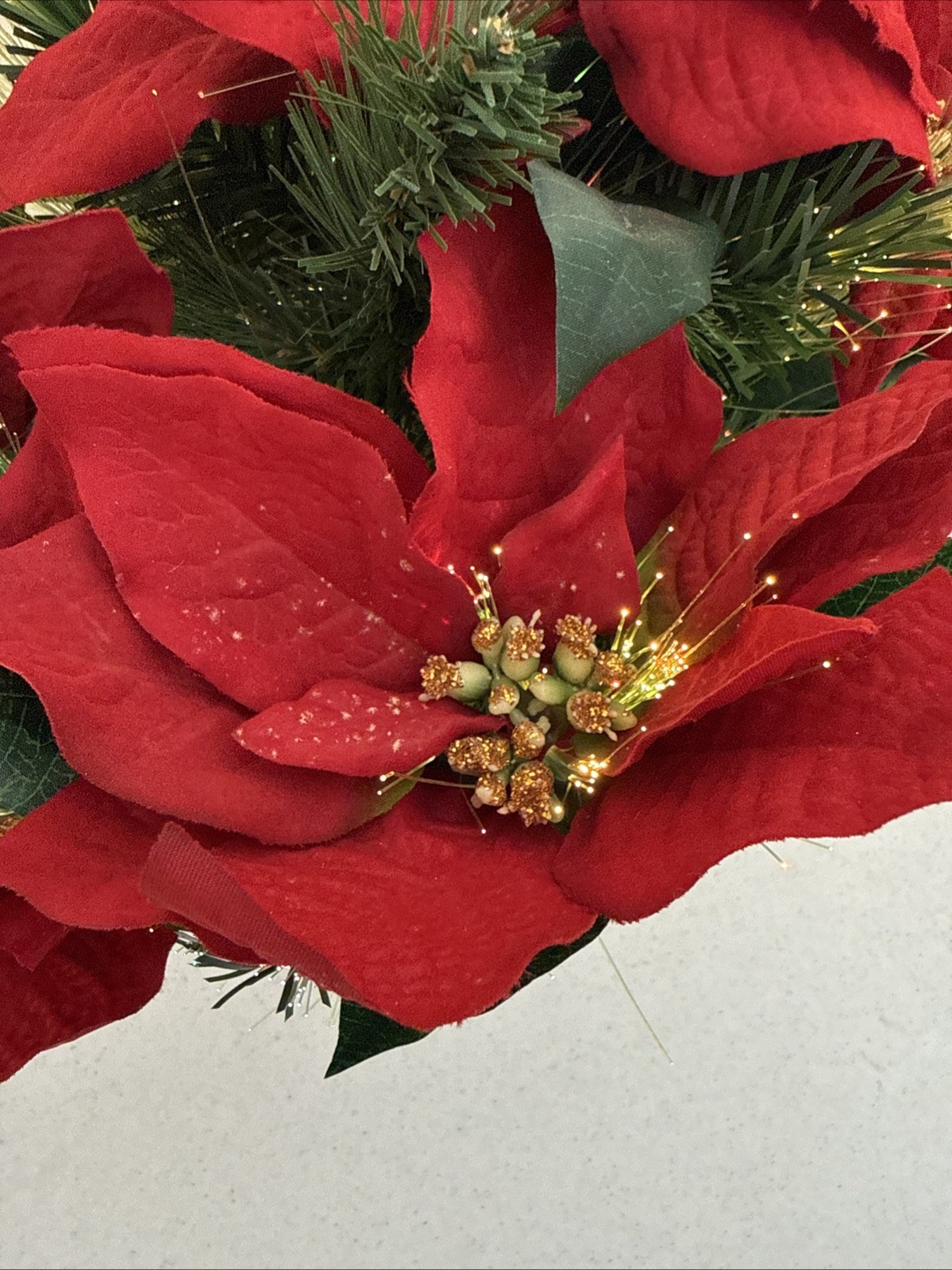 16” Fiber Optic Color Changing Poinsettia Flower Arrangement by Holiday Time