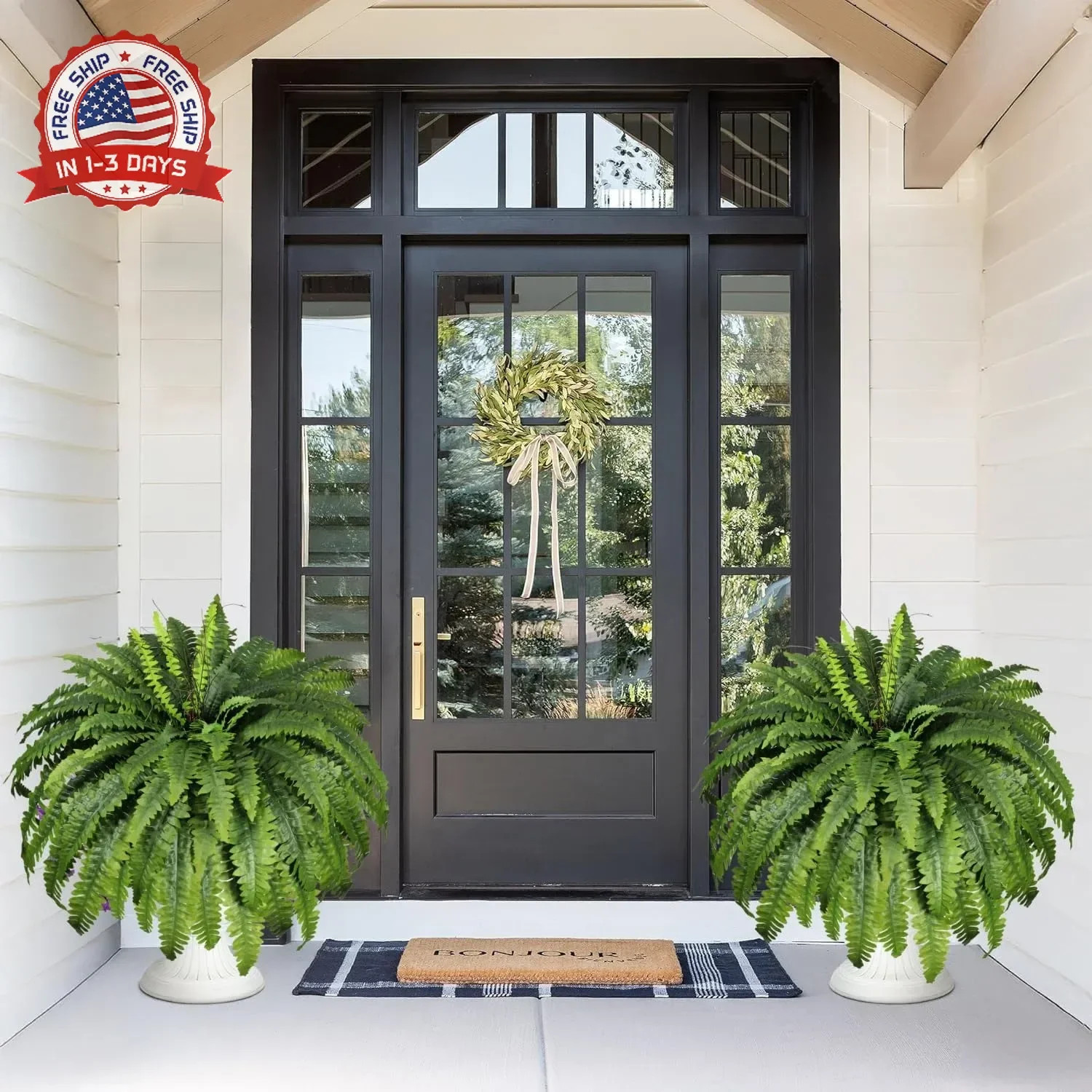 Artificial Ferns for Outdoors & Indoors, 51″ Fake Ferns Artificial Plants Large