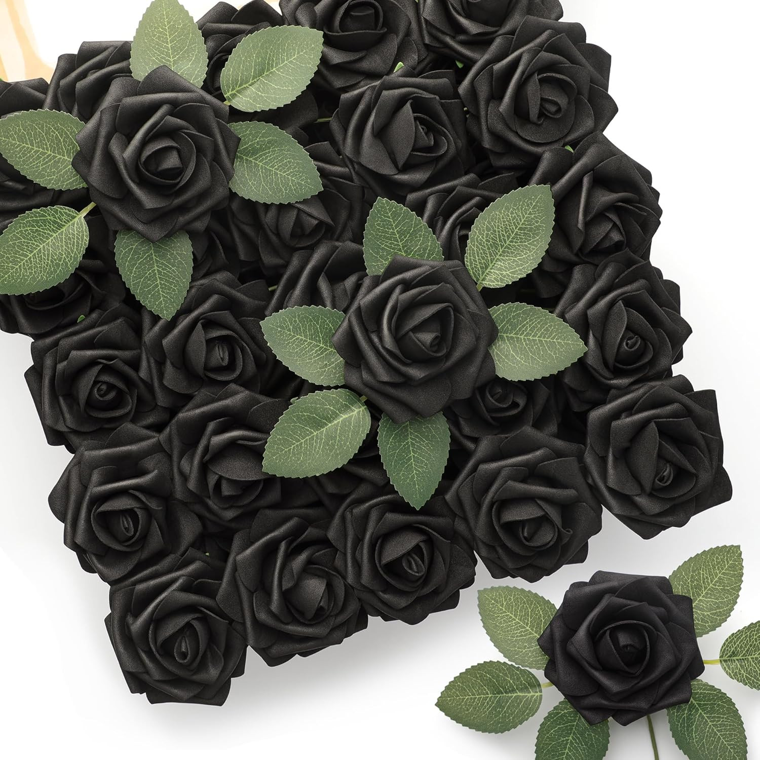 50 Pcs Artificial Roses Bulk Foam Fake Flowers Stems Wedding Bouquet Centerpiece