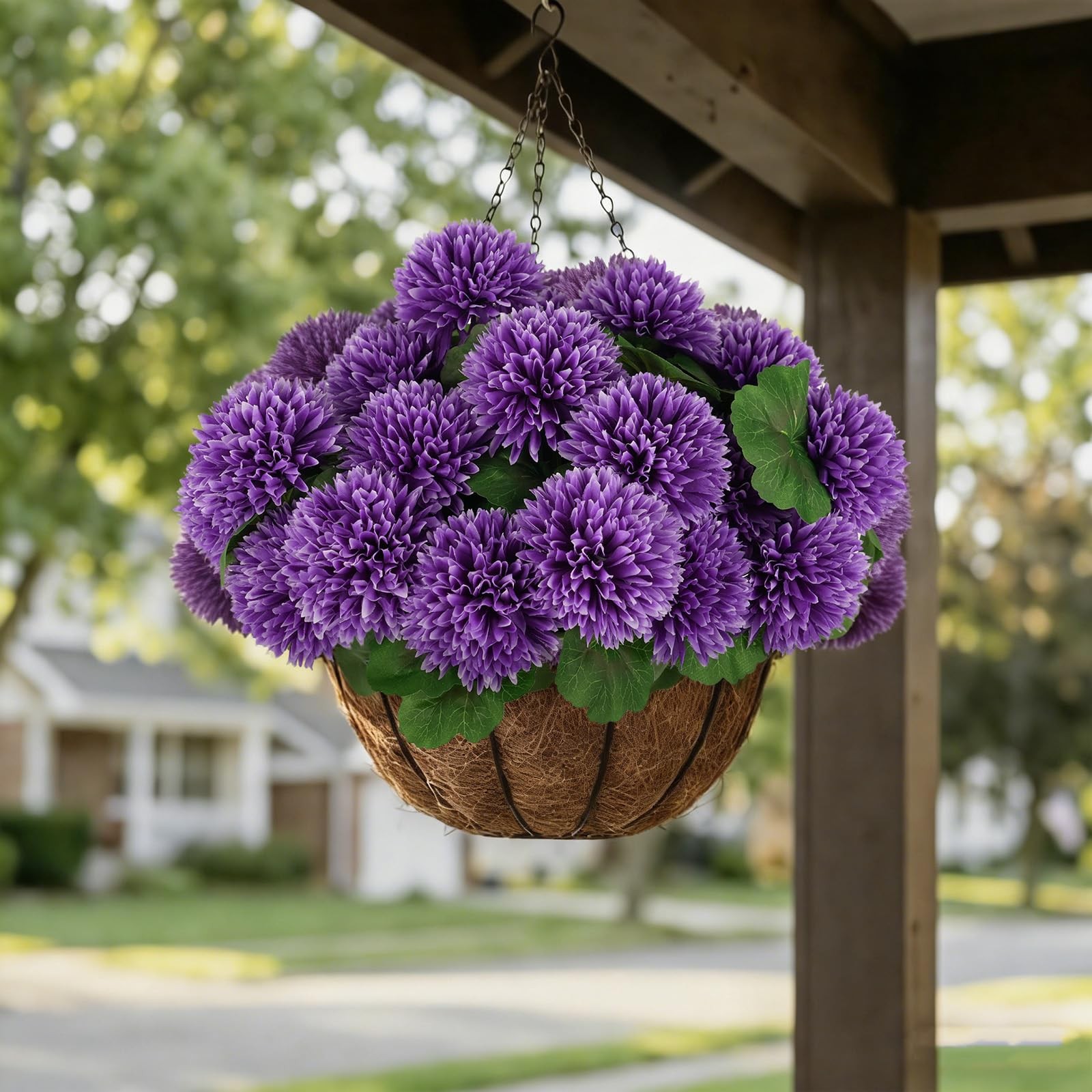 Artificial Flowers for Outdoors, 6 Pcs Globe Daisy (Purple)