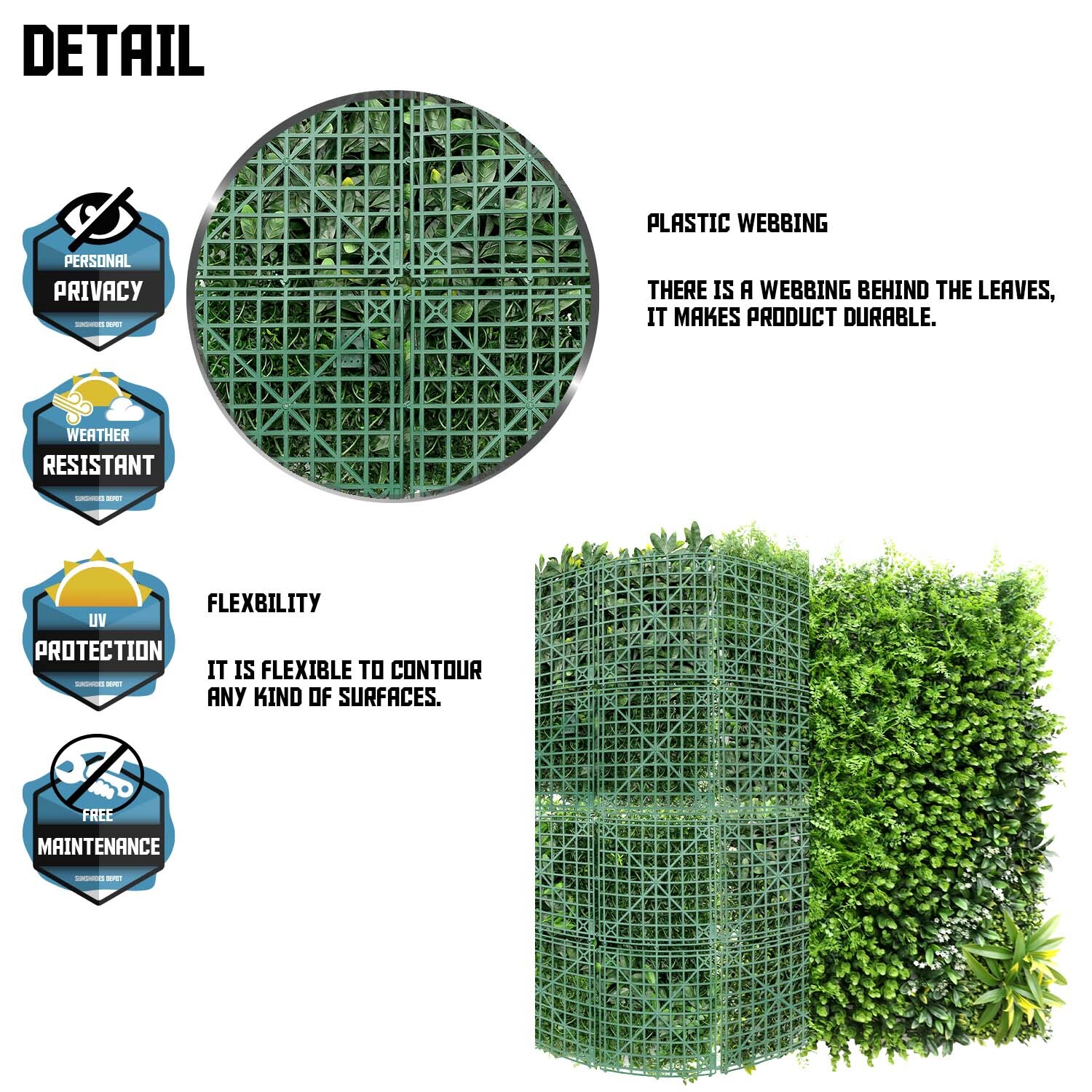 40″ Artificial Faux 3D Mix Leaves Wall Panel Fence Screen Home Outdoor Decor #03
