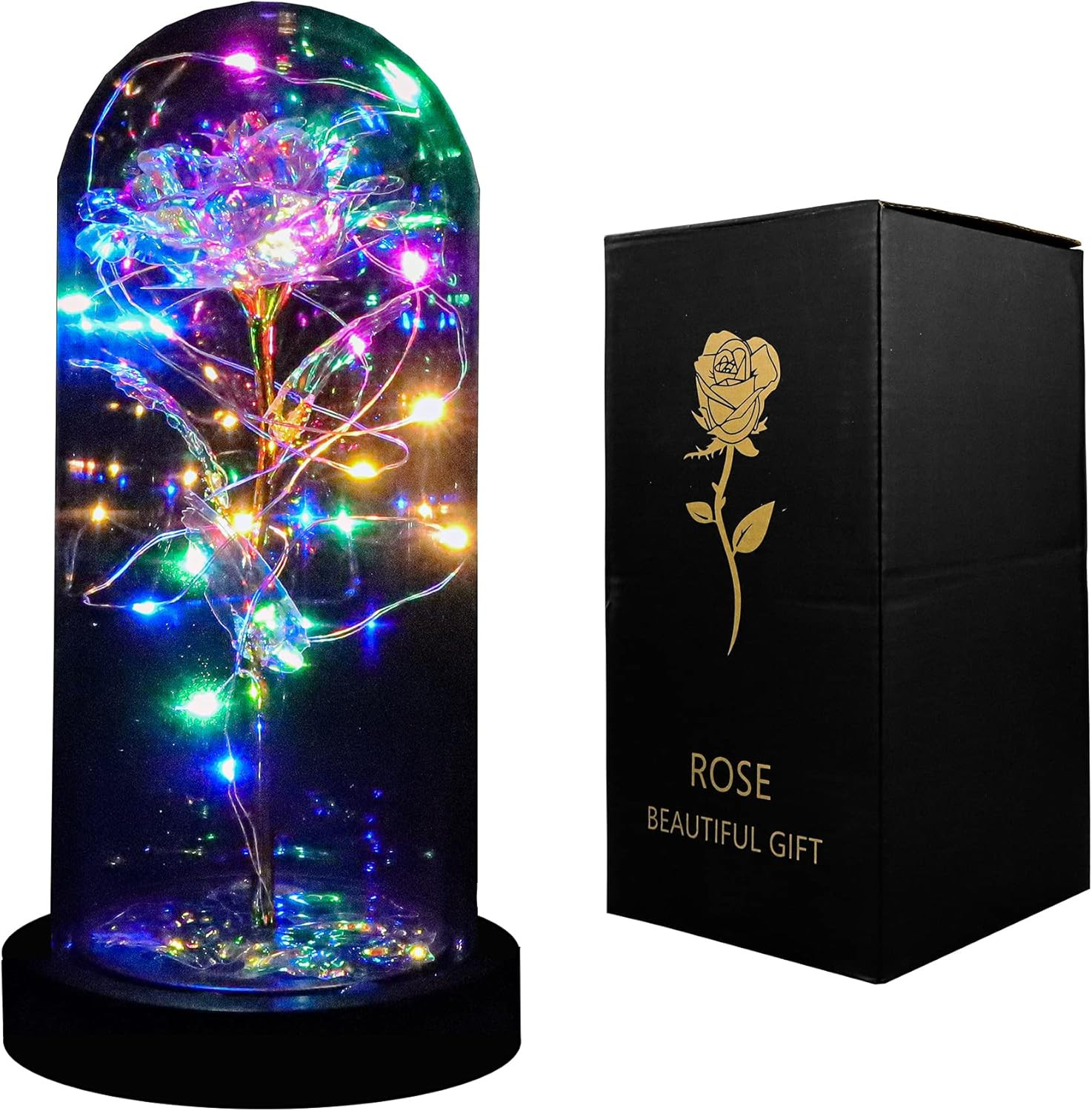Galaxy Artificial Rose Flowers Forever Enchanted Colorful Light Romantic Gifts