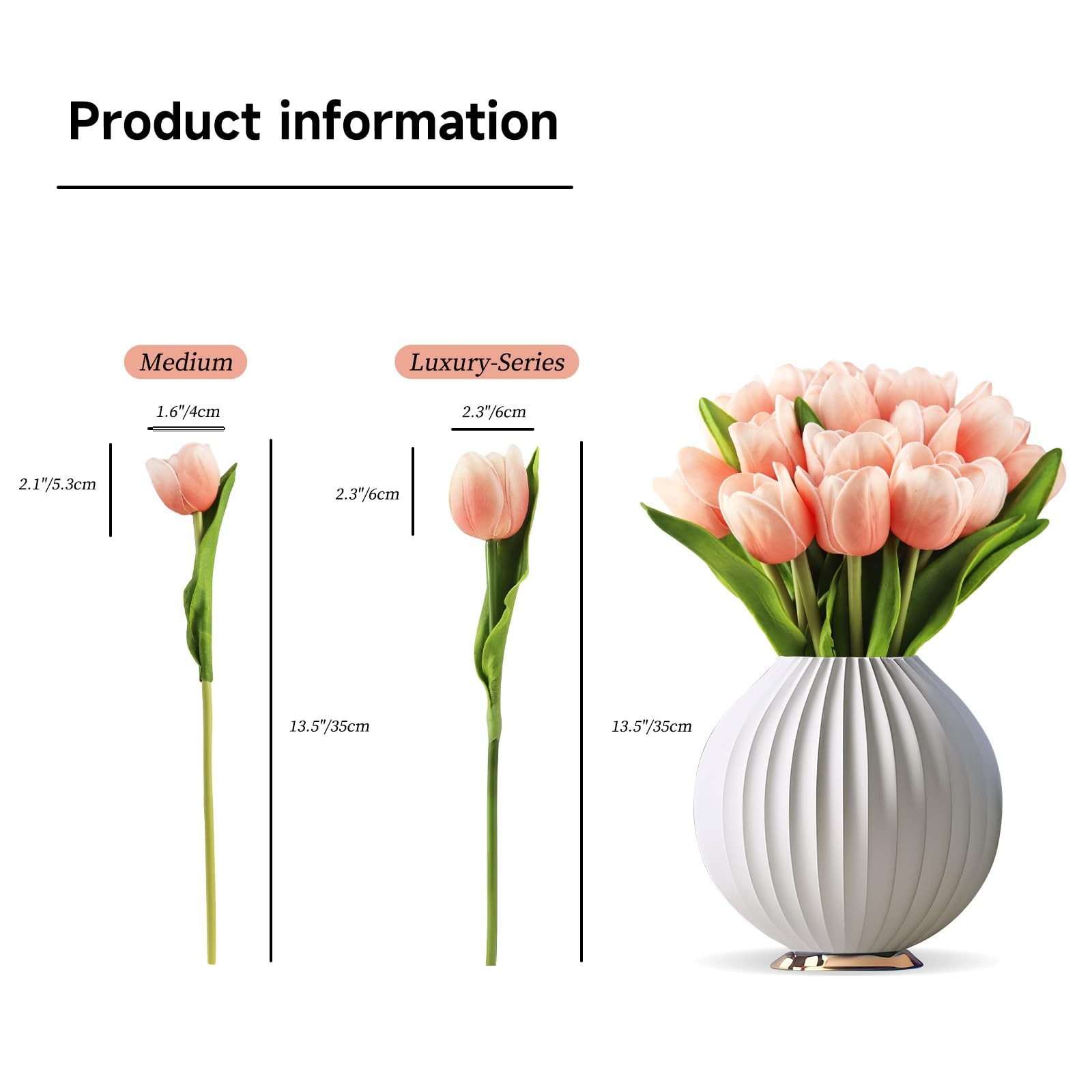 Green Artificial Real Touch Tulip Fake Flowers Table Centerpieces 12 PCS