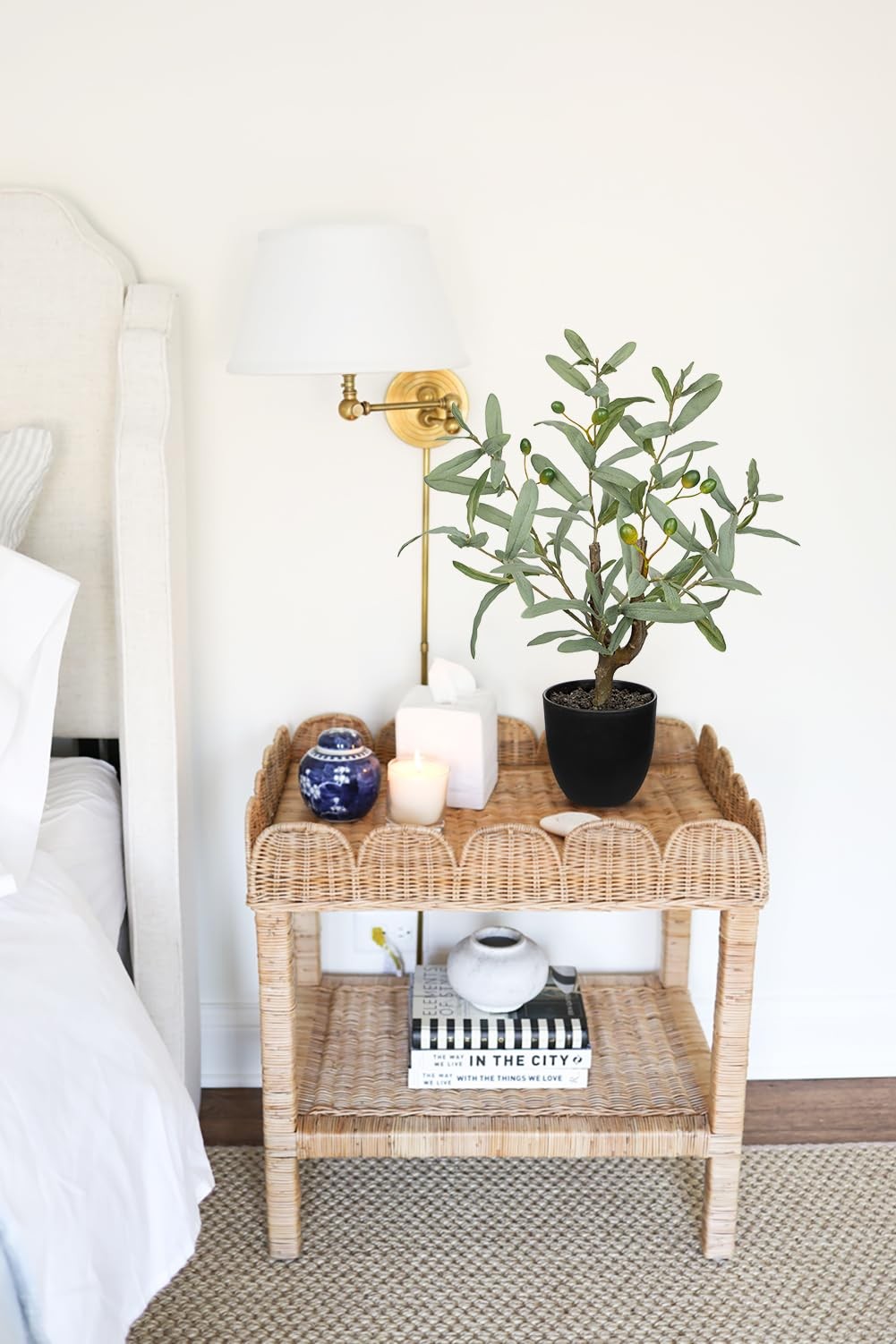 Small Faux Olive Tree 18.9″ Artificial Olive Plant with Black Pot Decorative …