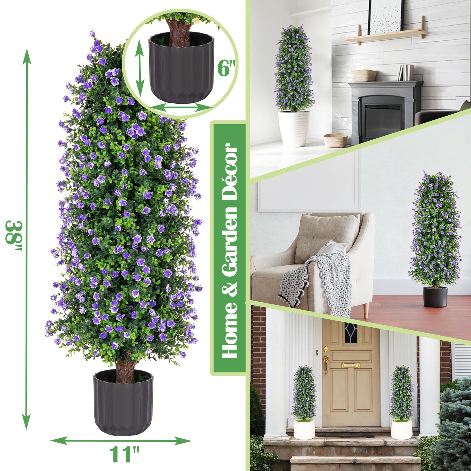 2 Packs Artificial Rose Tree 3FT- Fake Floral Plant Tree in Pot- Decorative T…
