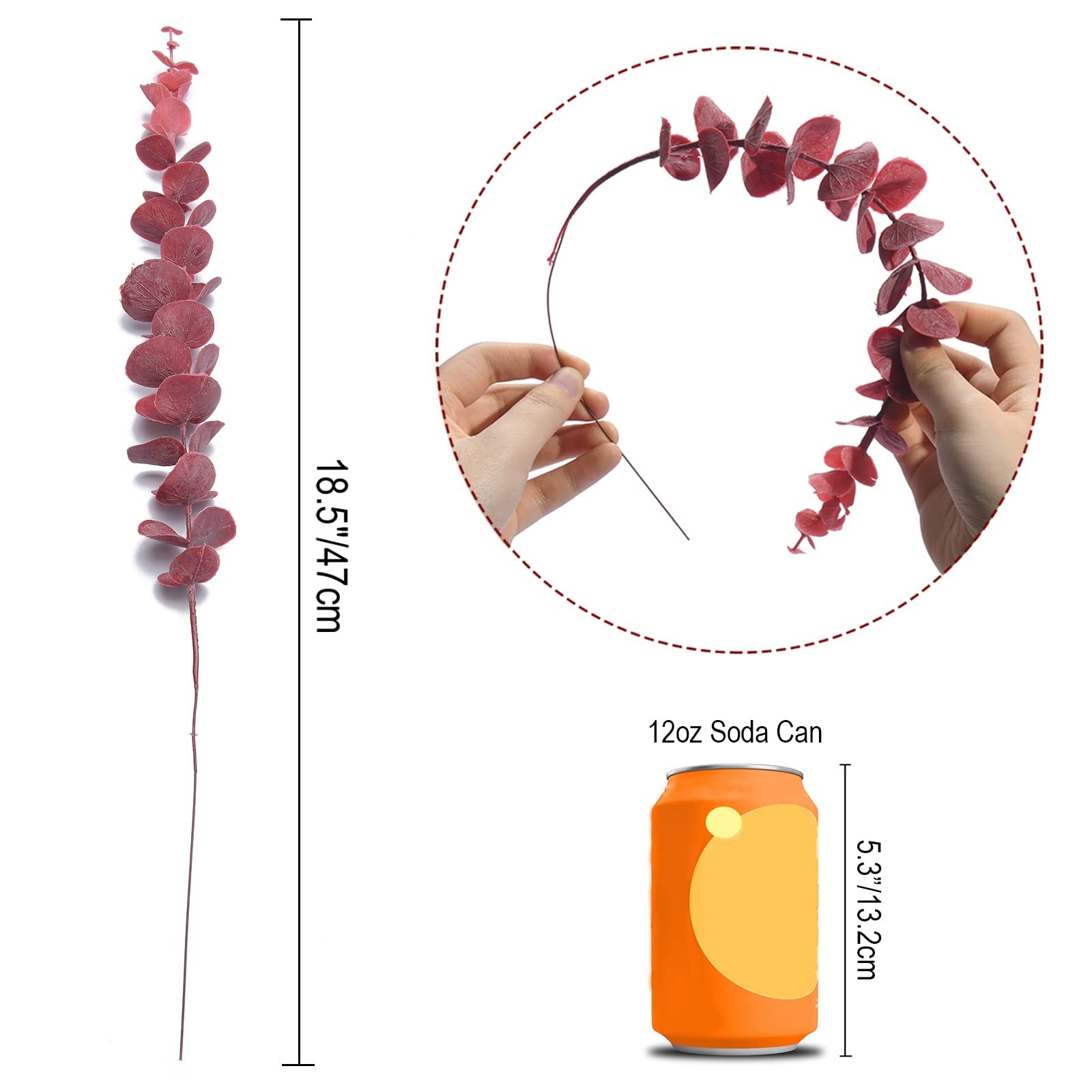 20 PCS Artificial Eucalyptus Stems Faux Eucalyptus Leaves Branches 18.5″ Tall…