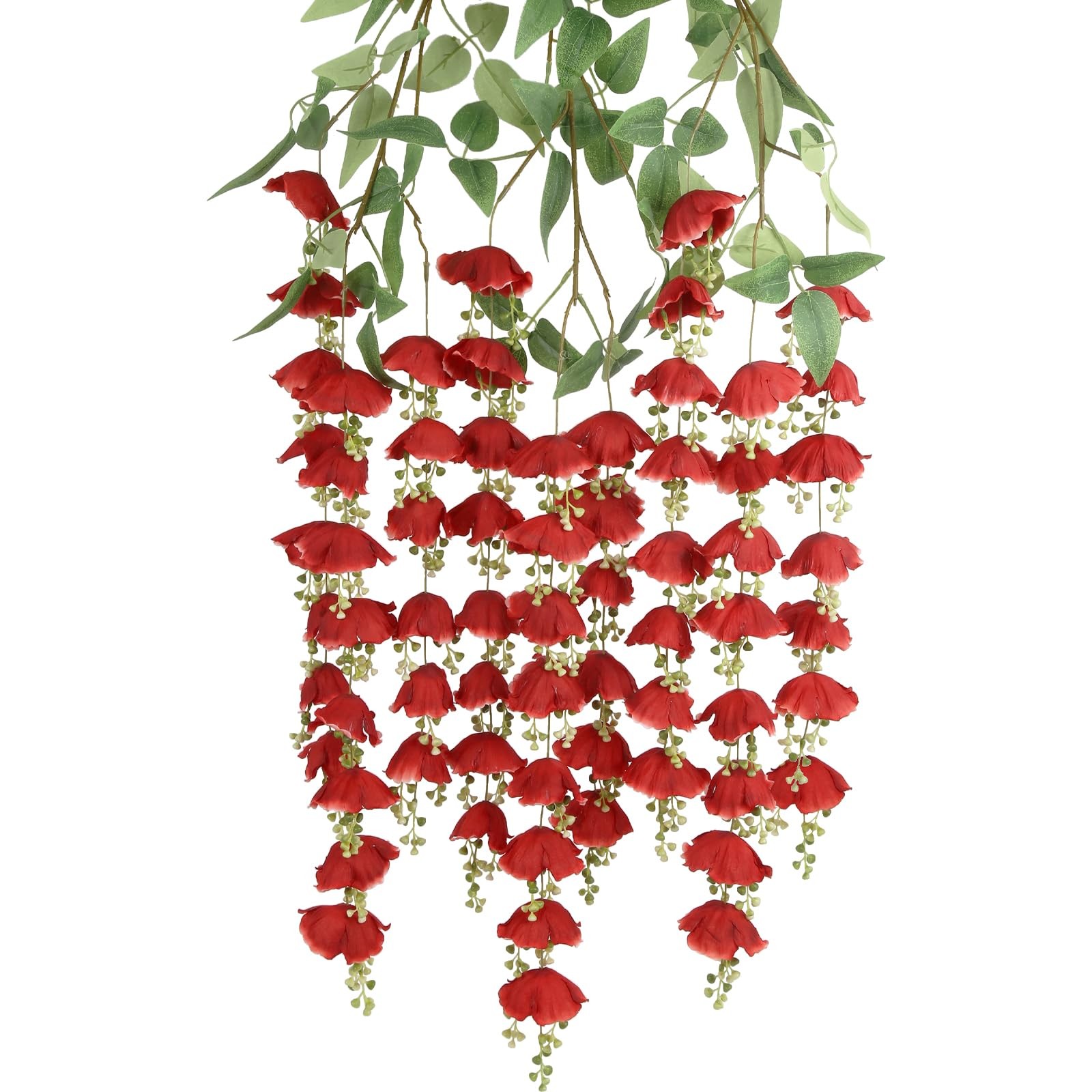 3Pcs Wisteria Hanging Flowers 4.6ft Red Fake Wisteria Vine Hanging Garland fo…
