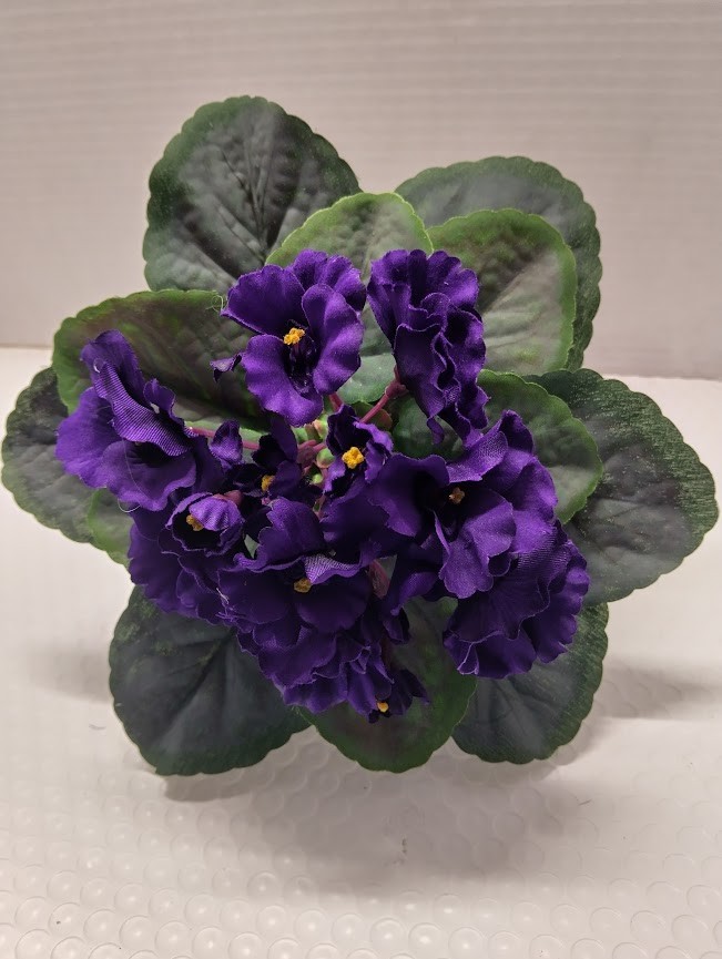 8″ ARTIFICIAL Semi-Miniature African Violet (PURPLE) – no pot.