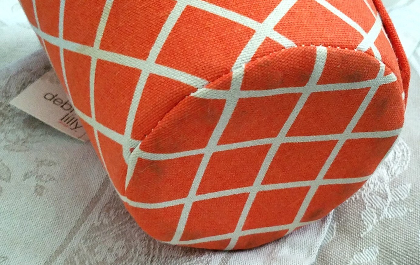 Fabric Planter Soft Flexible Lightweight Plastic Lining Orange White Buttons NWT