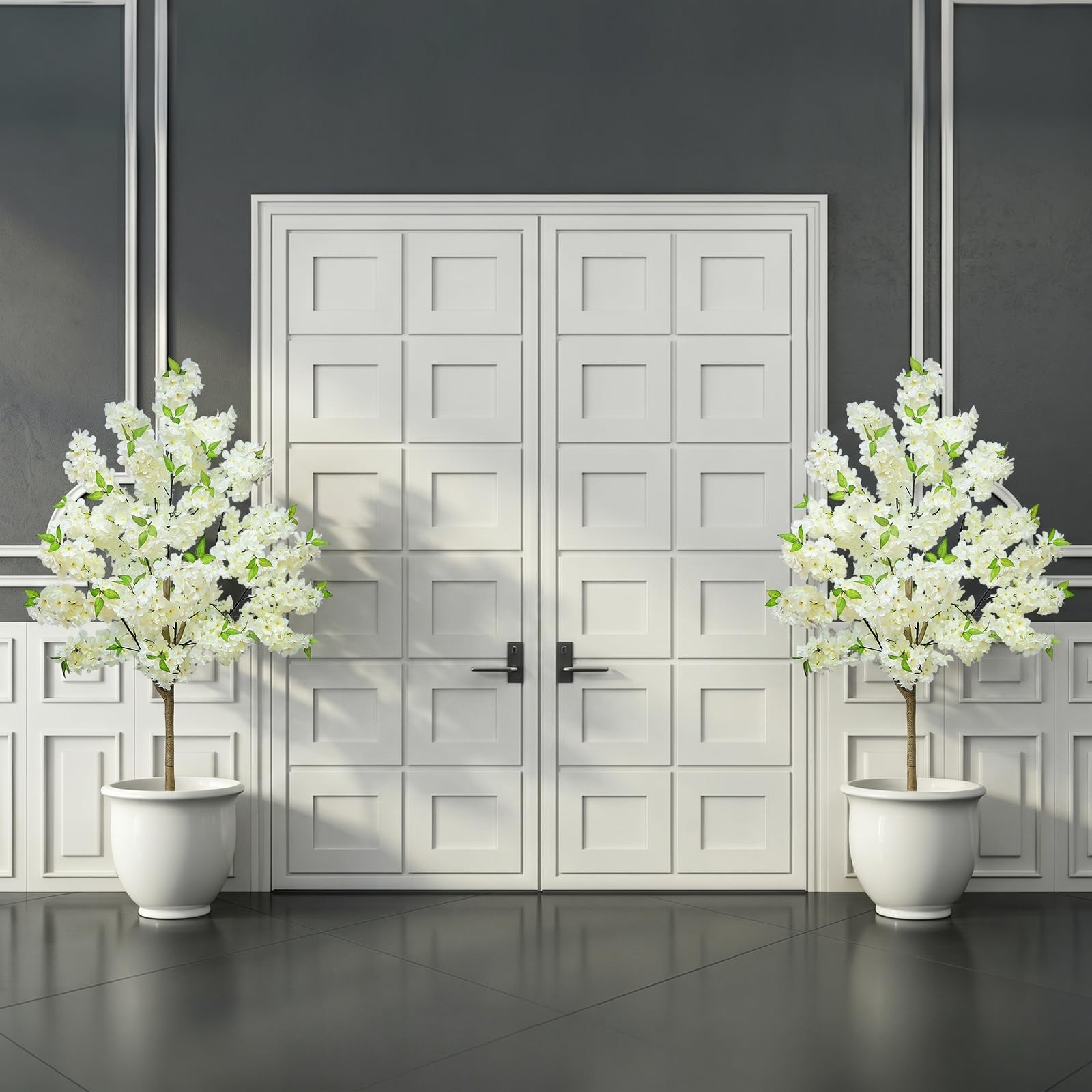 5FT White Cherry Blossom Tree with Pot – Artificial Floral Decor for Home & Wedd