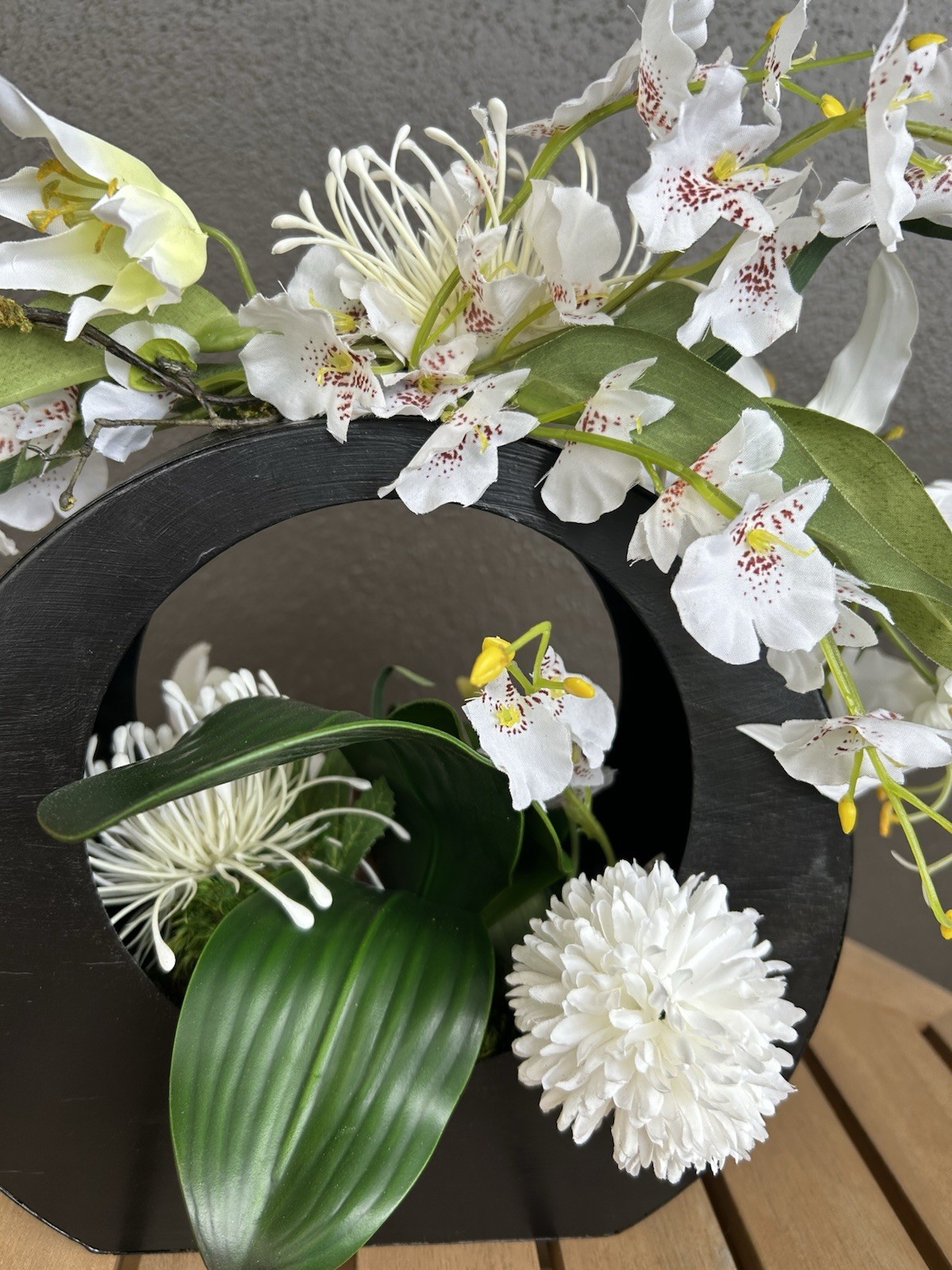 Silk Floral arrangement, centerpiece, orchids, lilies, Japanese,contemporary,